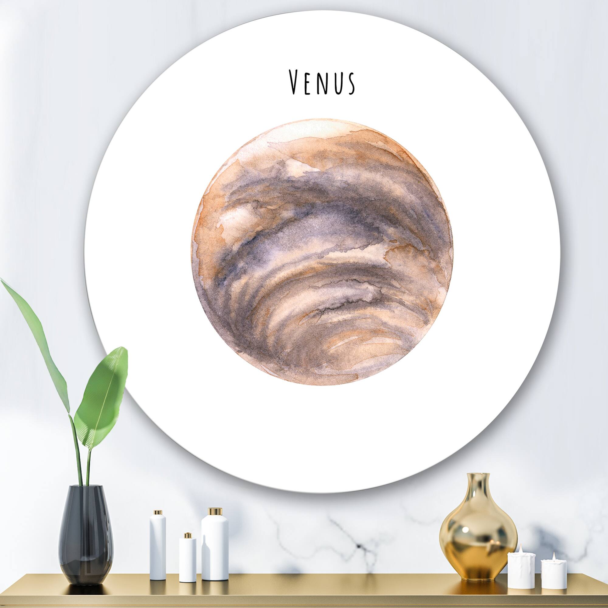 Designart - Planet Venus - Bohemian & Eclectic Metal Circle Wall Art