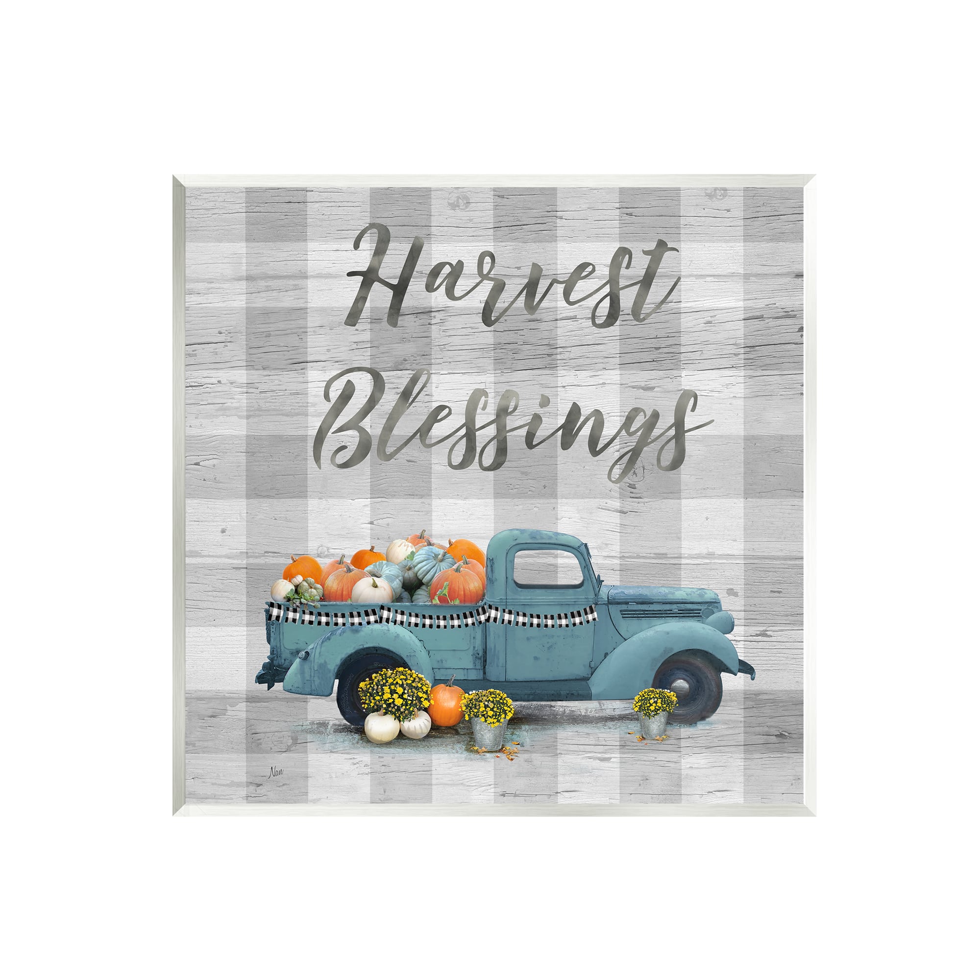 Stupell Industries Harvest Blessings Fall Pumpkin Truck Wall Plaque Art