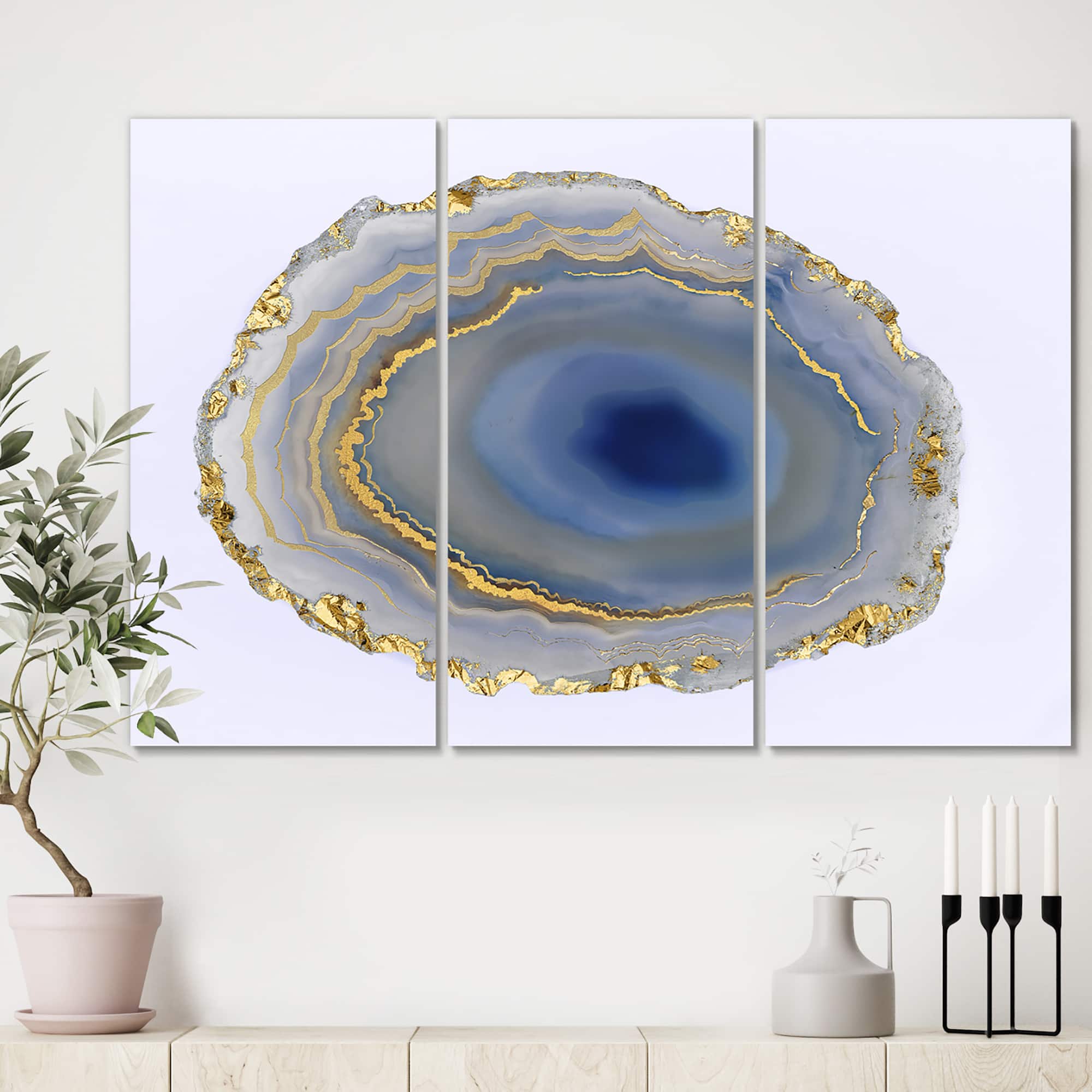 Designart - Golden Water Agate - Abstract Canvas Wall Art