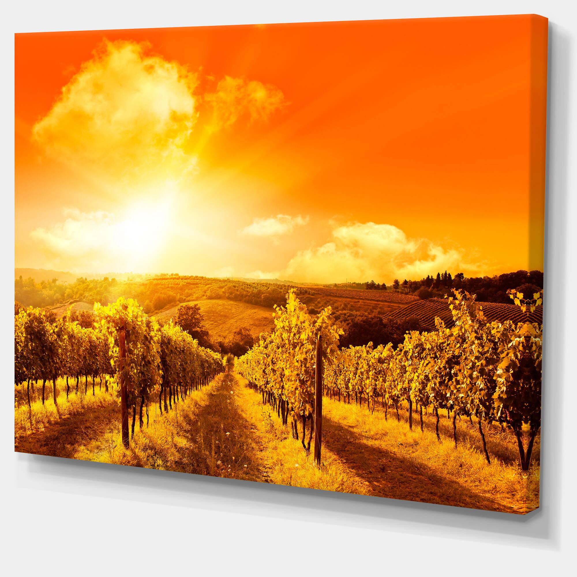 Designart - Scenic Sunset Road in Italy - Large Landscape Canvas Art