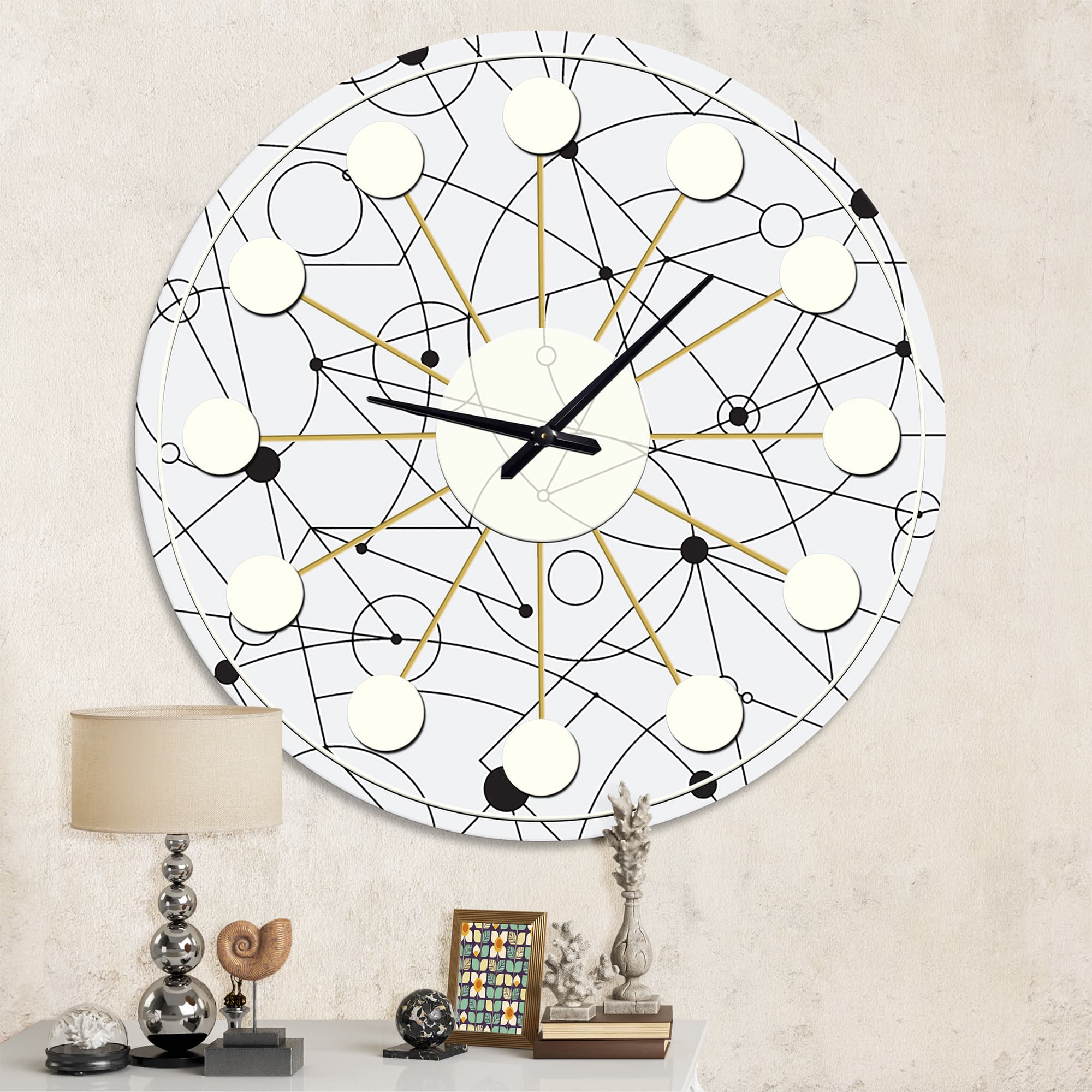 Designart 'Retro Geometric Grid Iii Mid-Century Modern Wall Clock