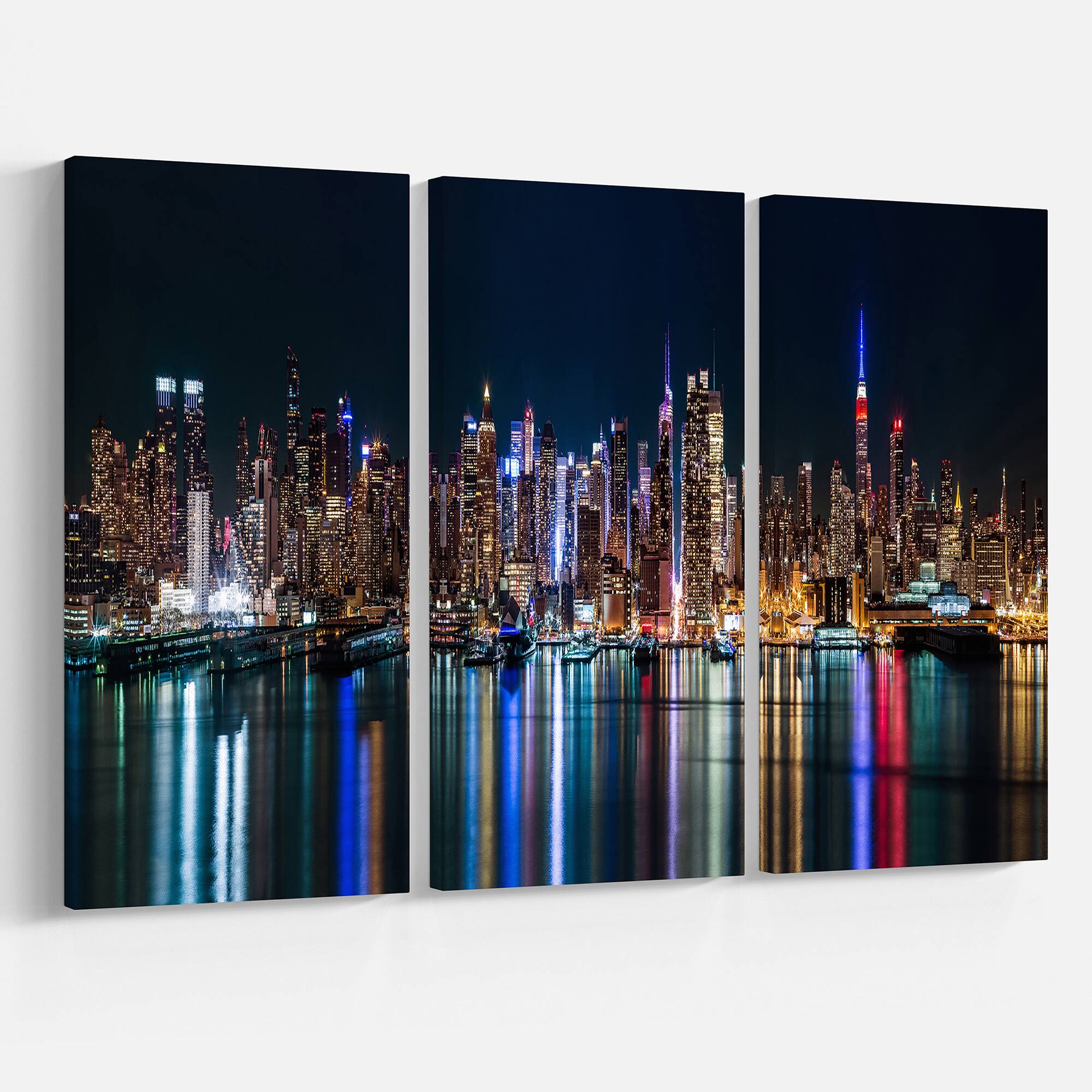 Designart - New York Midtown Night Panorama