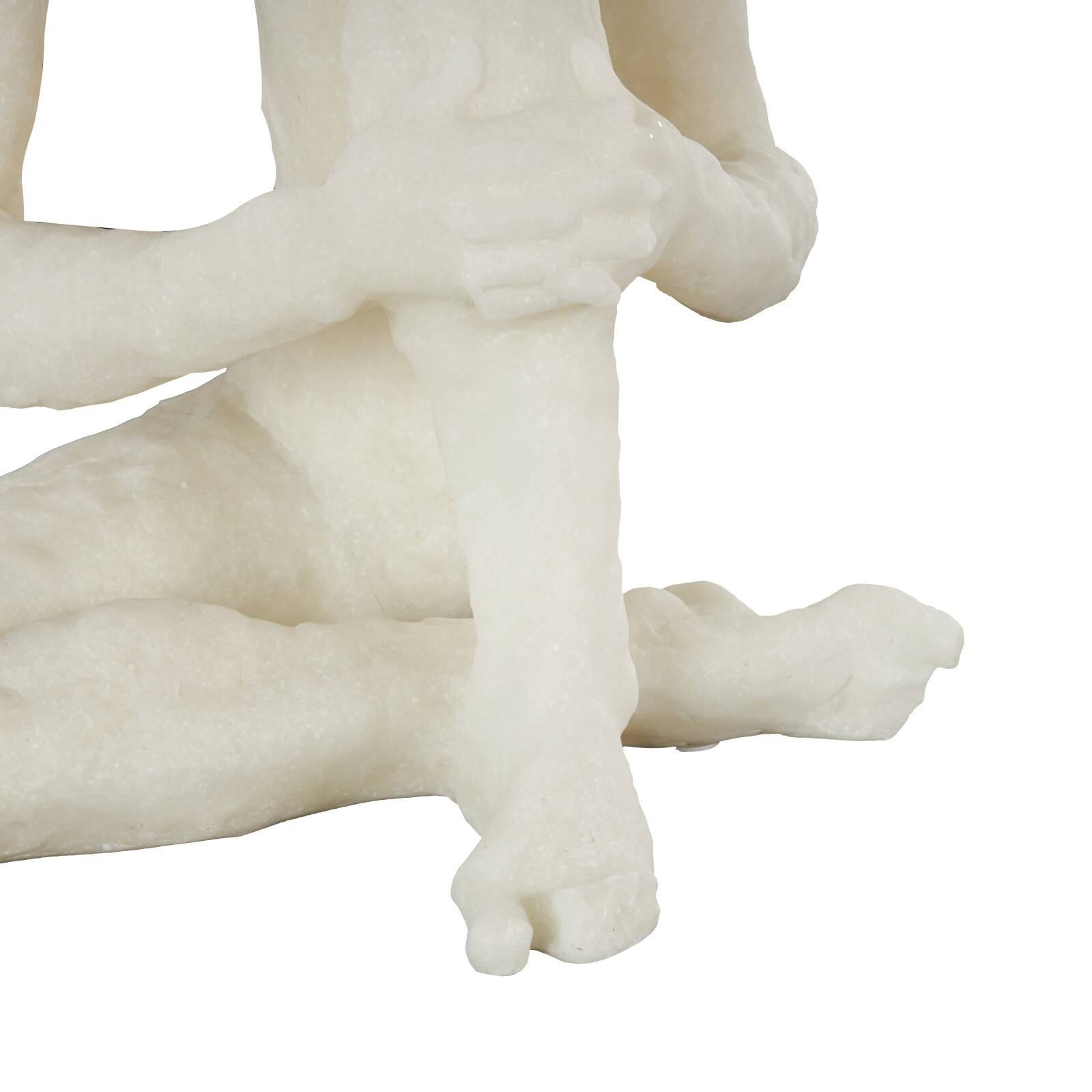 14.25" White Thinking Human Polystone Decorative Sculpture