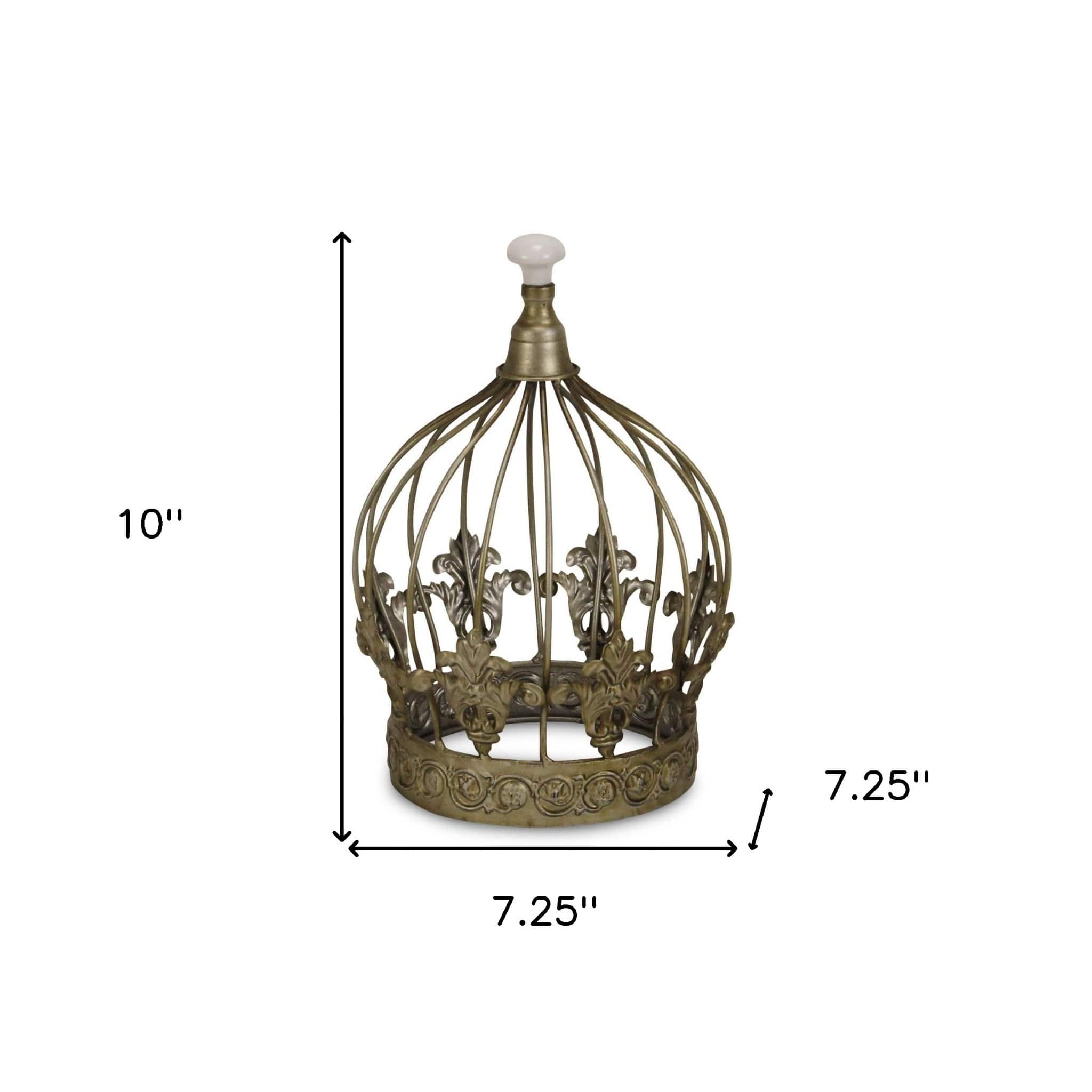 HomeRoots 10" Bronze Metal Hand Painted Decorative Crown Tabletop Sculpture