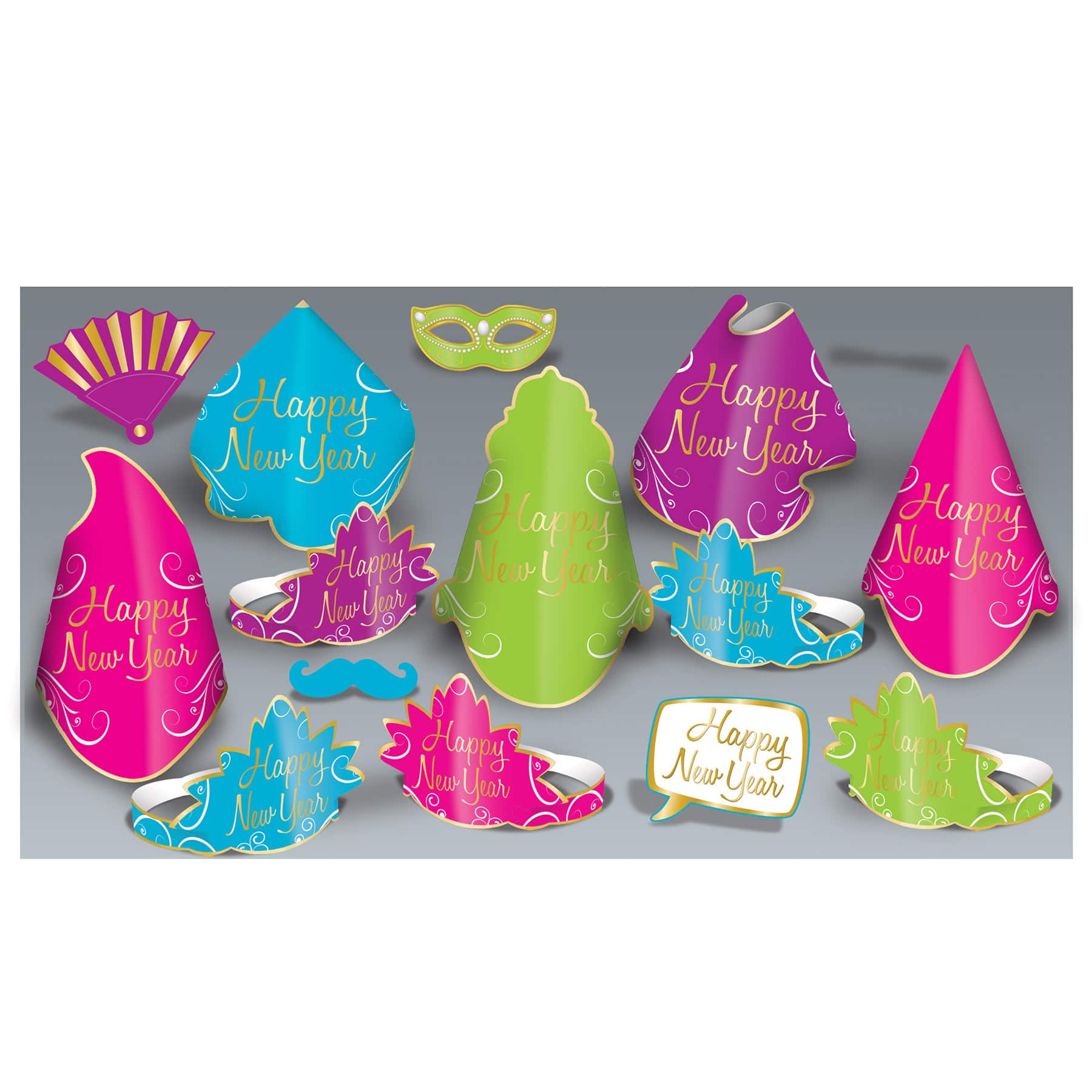 Beistle Simply Paper New Year Assortment Kit for 10