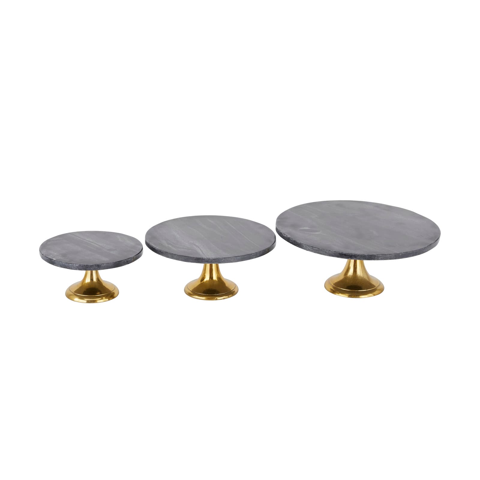 Set of 3 Black Aluminum Natural Cake Stand, 6" x 12" x 12"