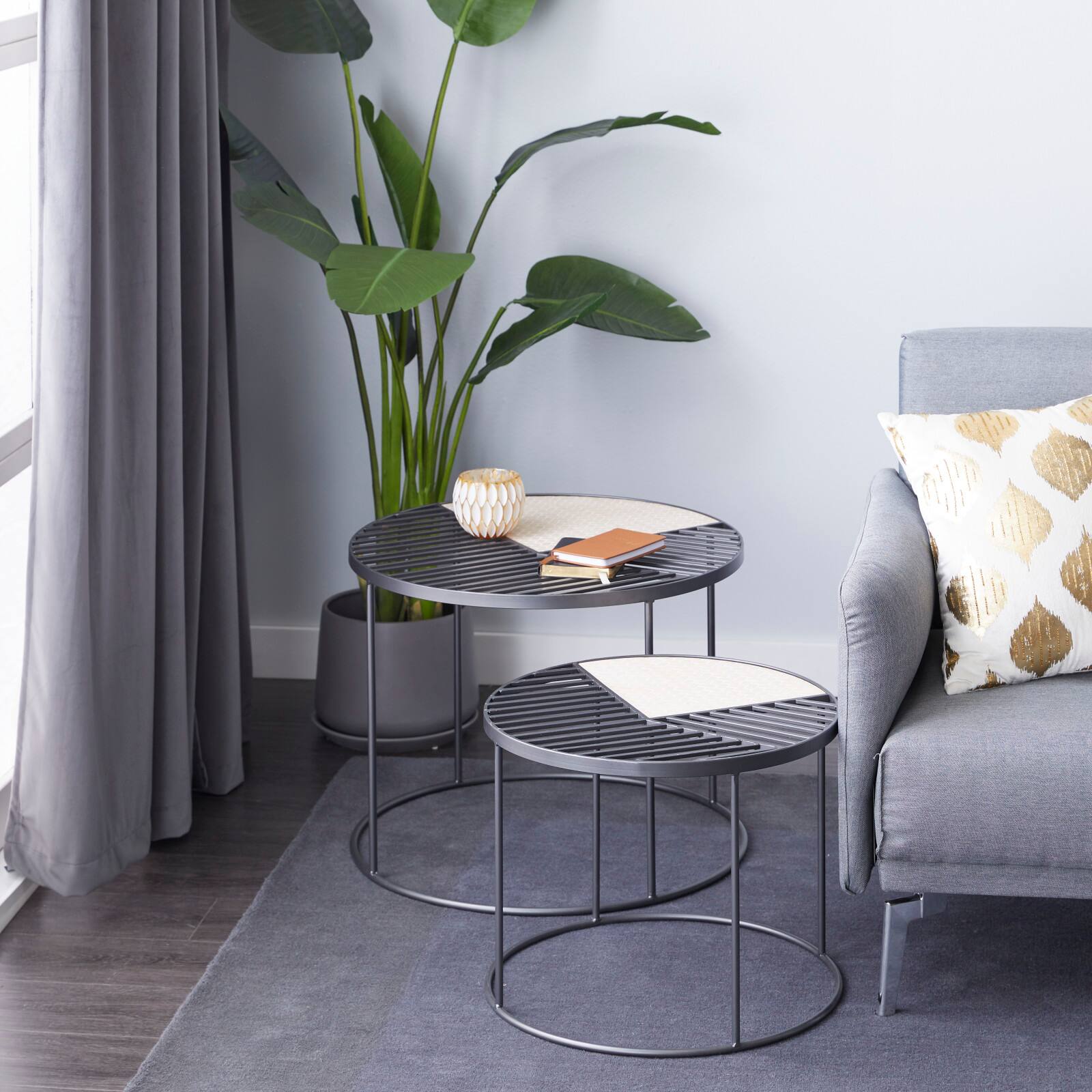 Black Metal Contemporary Accent Table Set