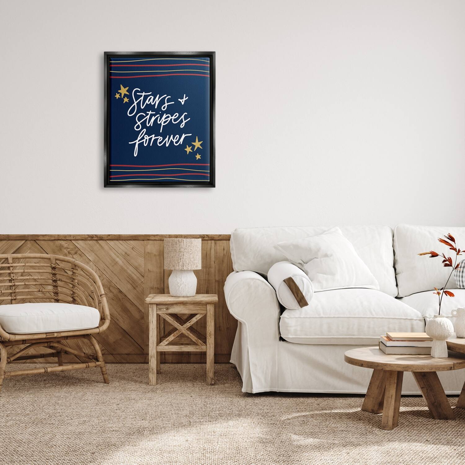 Stupell Industries Stars Stripes Forever Americana Independence Day Floater Framed Art