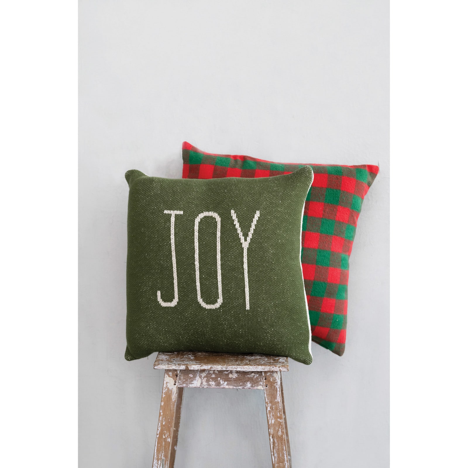 Hello Honey® 18" x 18" Square Red & Green Buffalo Check Cotton Flannel Pillow