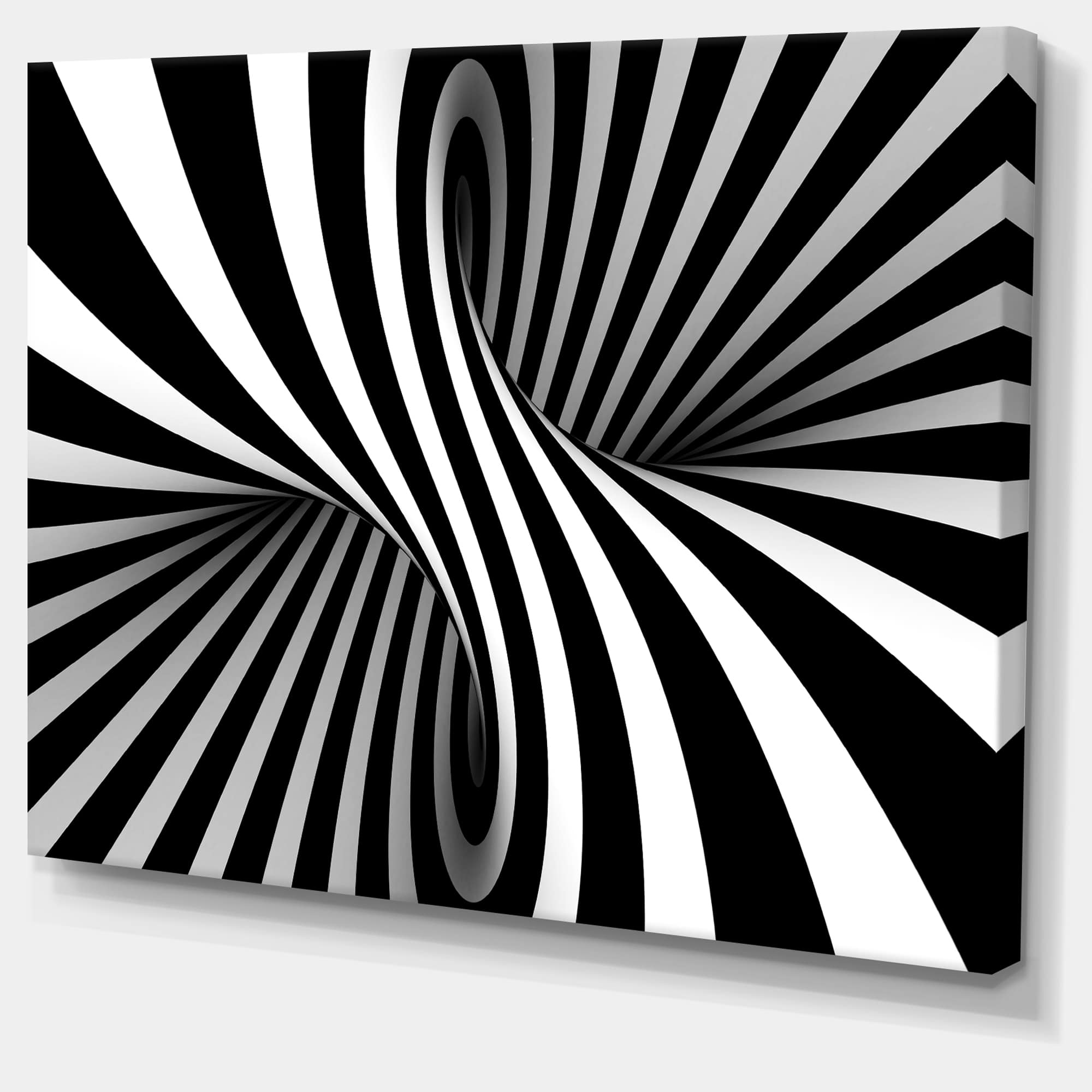 Designart - Black and White Spiral - Abstract Canvas Art Print