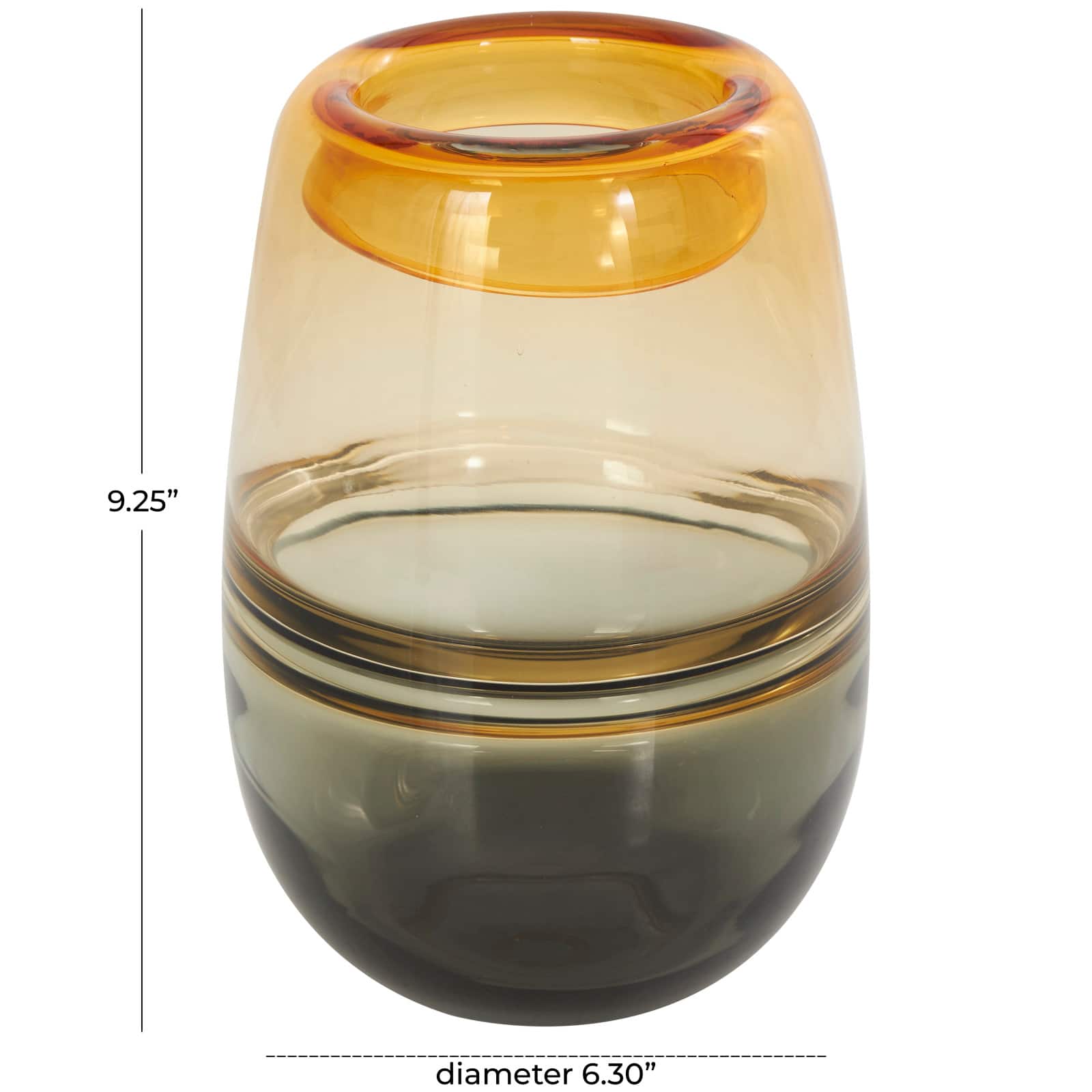 9" Orange Ombre Glass Vase