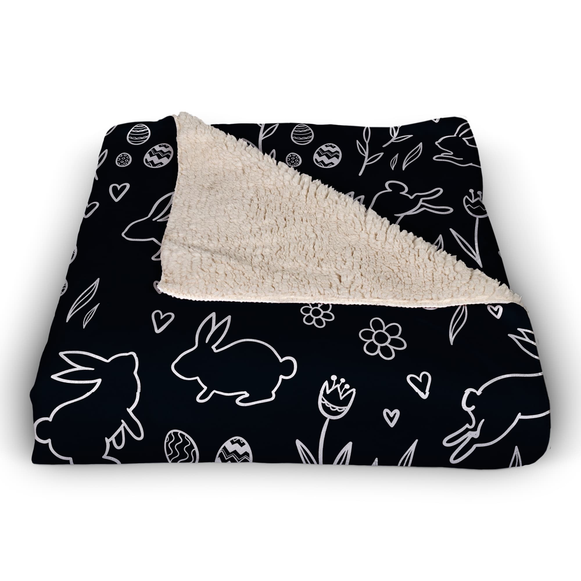 Easter Bunny Pattern Blanket 50" x 60" Sherpa Fleece Blanket