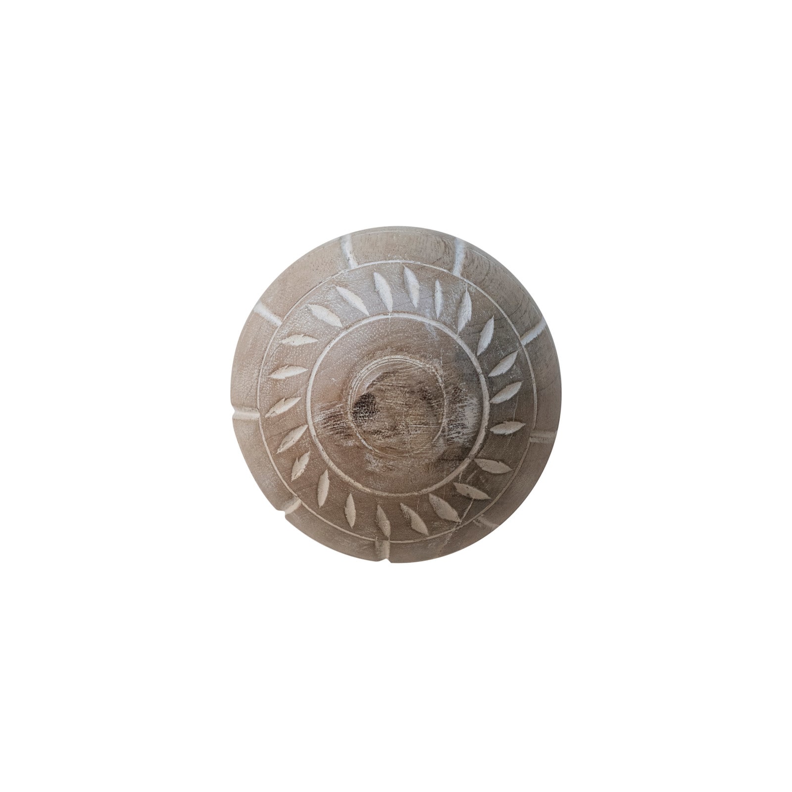 Hello Honey® 4" Beige Hand-Carved Mango Wood Ball Décor
