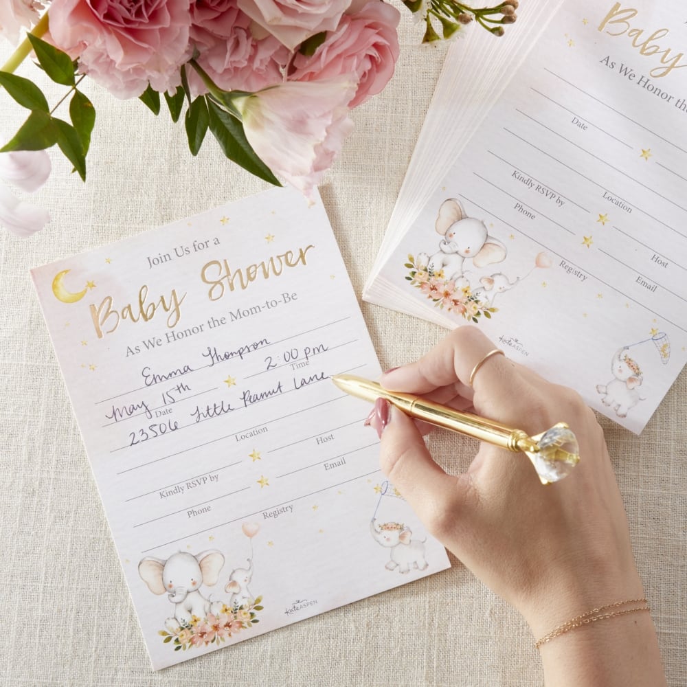 Kate Aspen® Pink Elephant Baby Shower Invitation & Thank You Card Bundle