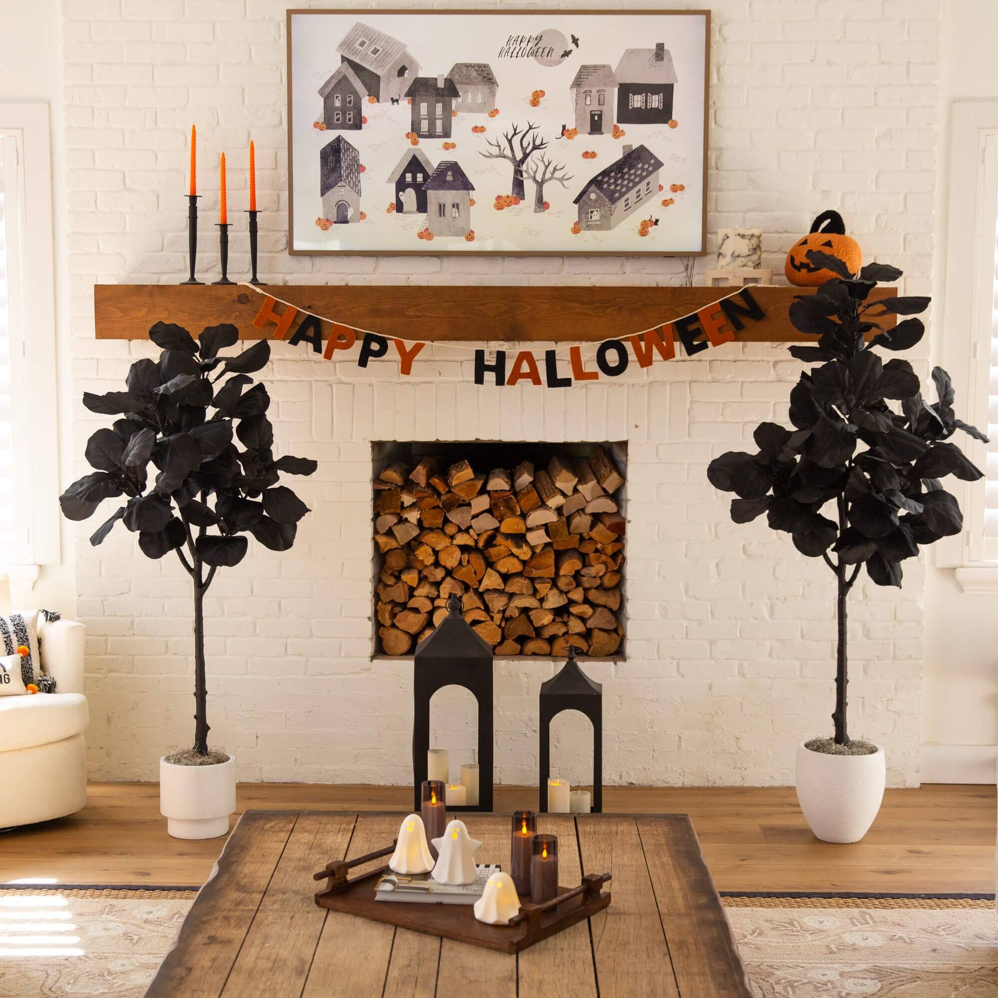 6ft. Artificial Halloween Black Fiddle Leaf Tree