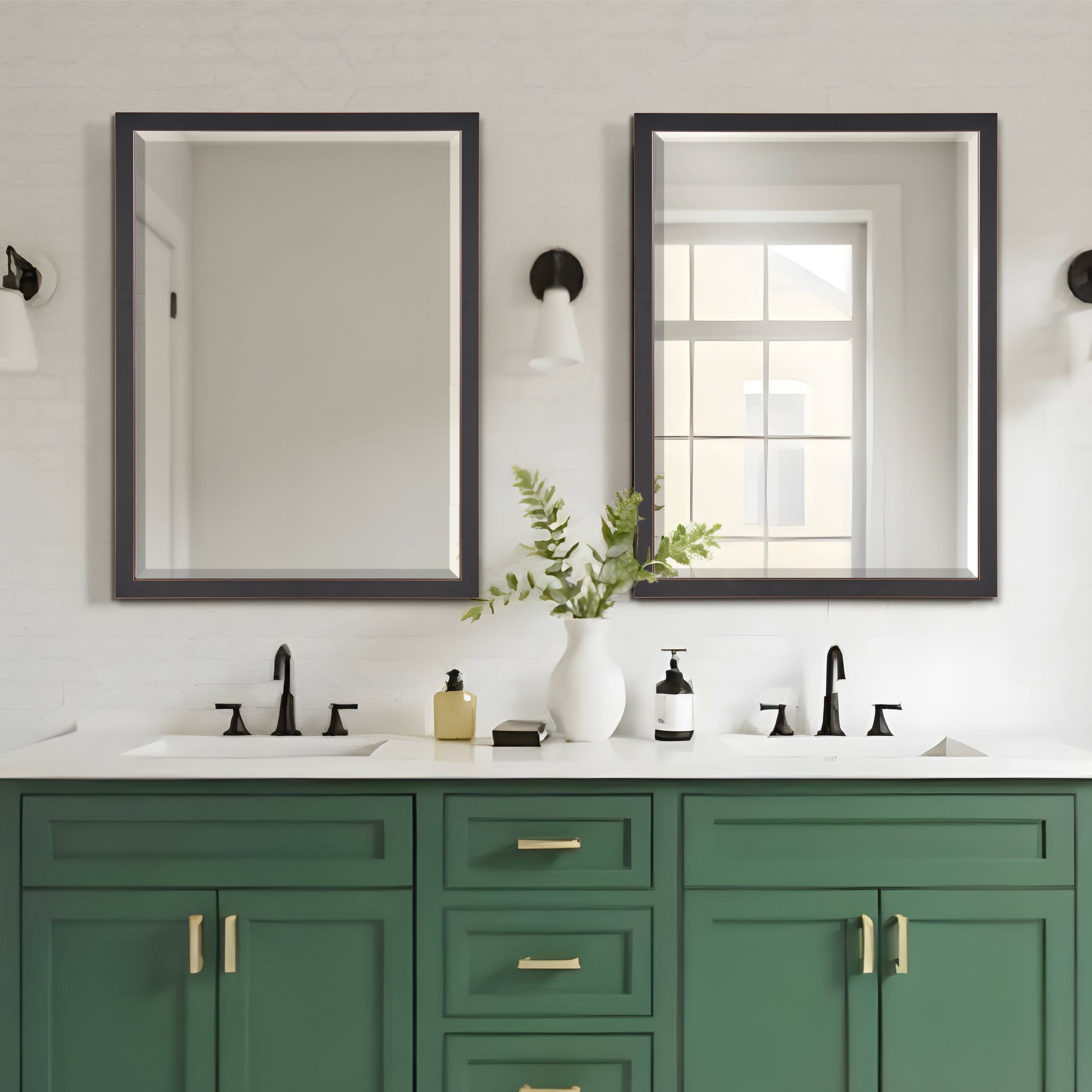 Head West Bronze Stainless Steel Beveled 30" x 40" Framed Accent Vanity Mirror