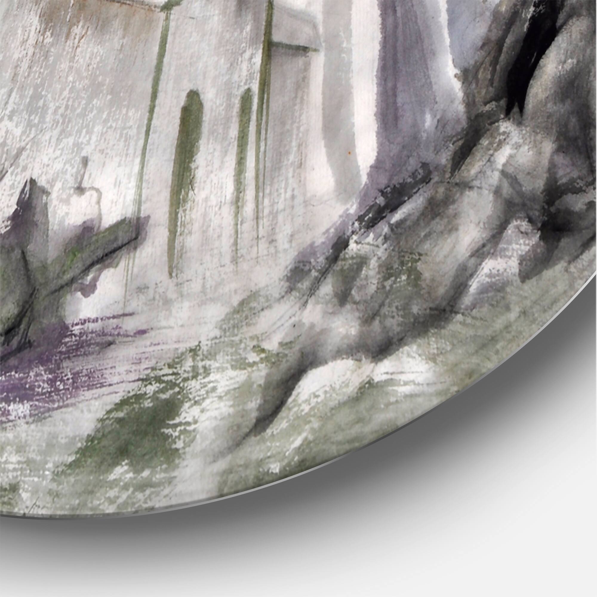 Designart - Haunted Castle In The Woods - Traditional Metal Circle Wall Art