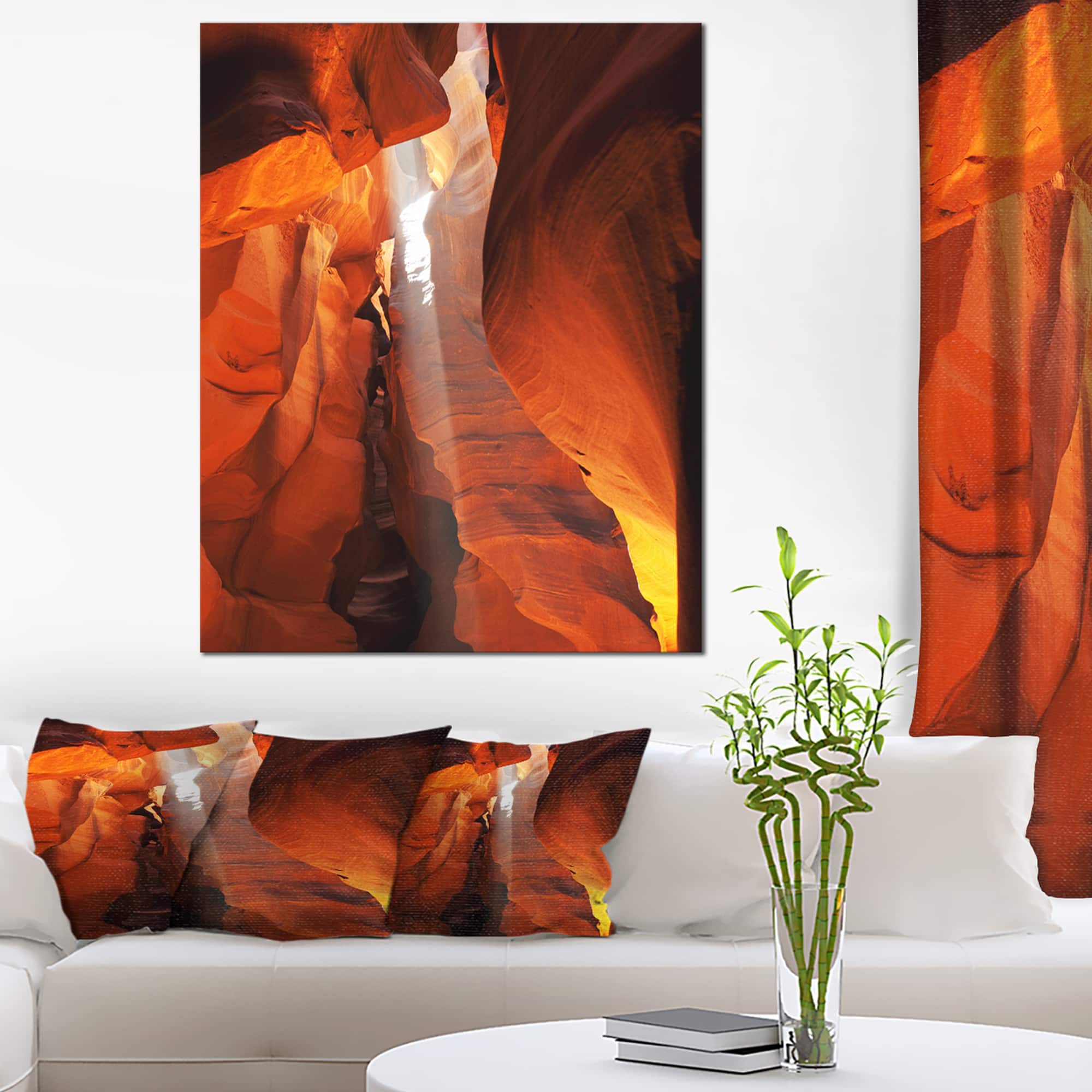 Designart - Antelope Canyon in Sunlight Rays - Oversized African Landscape Canvas Art