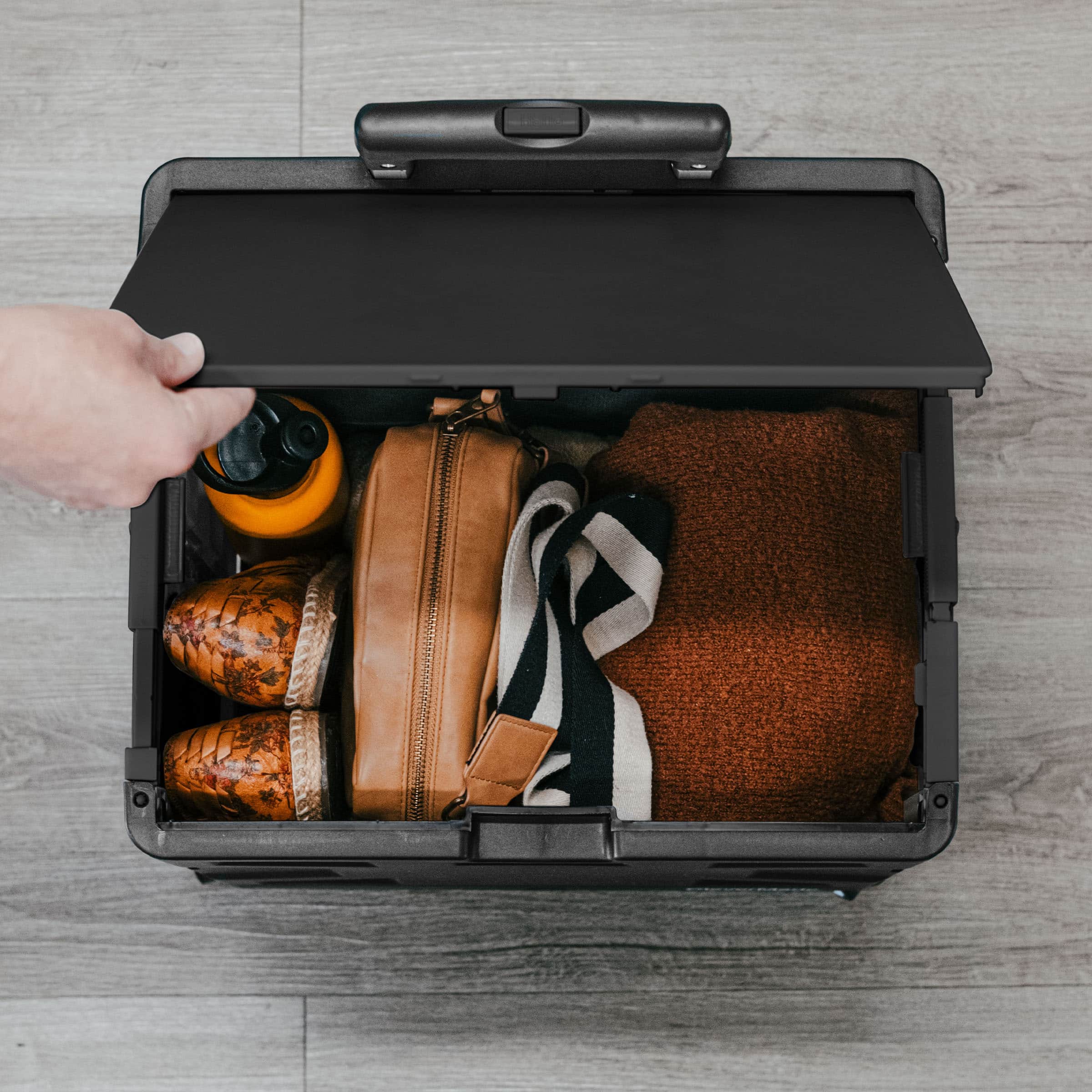 CleverMade® 55L Black Wheeled Trolley Crate