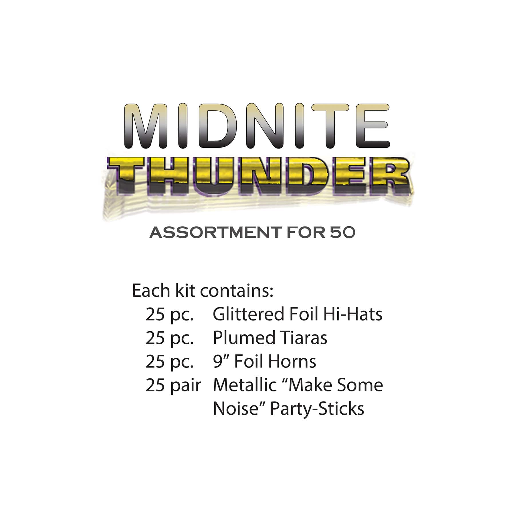 Beistle New Year Midnite Thunder Party Favor Kit for 50
