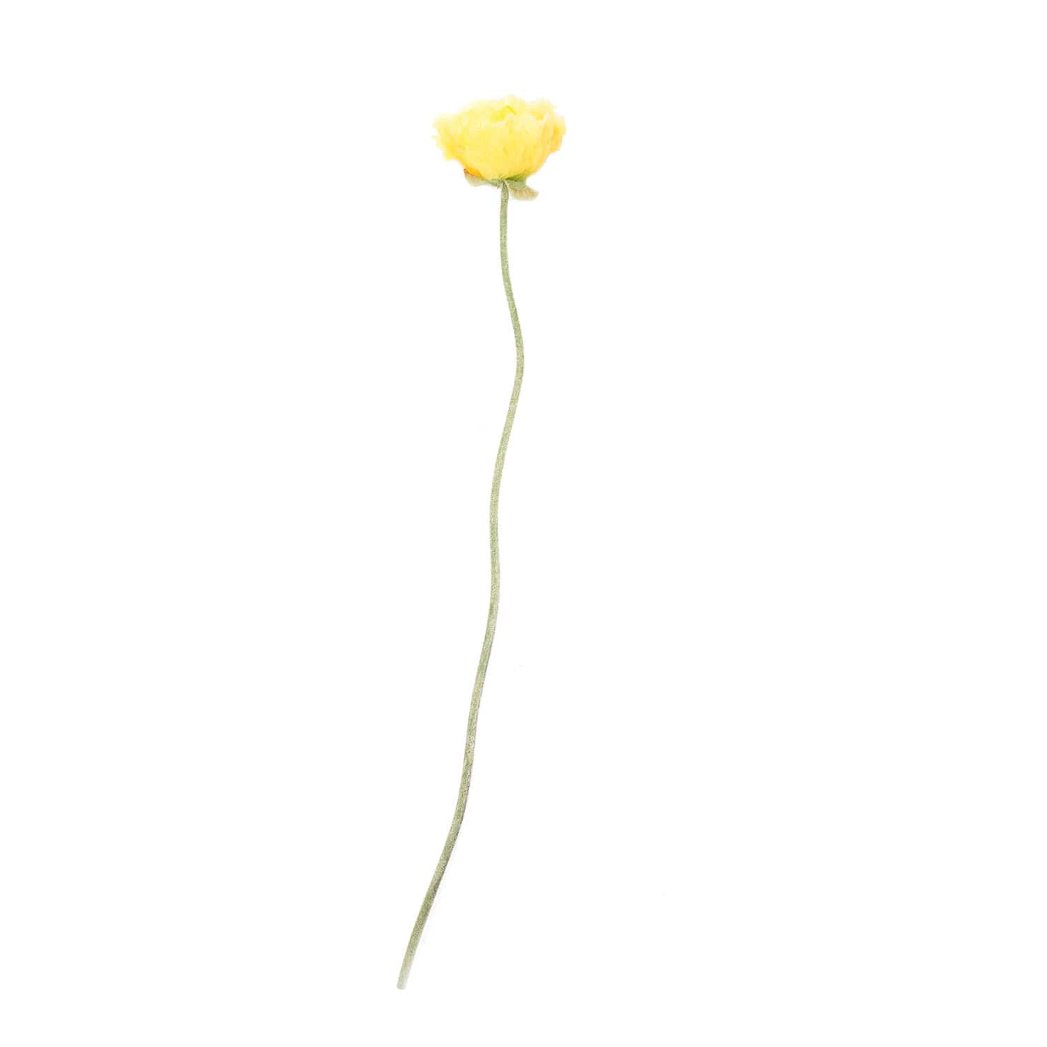 Yellow Poppy Flower Decorative Crafting Stem
