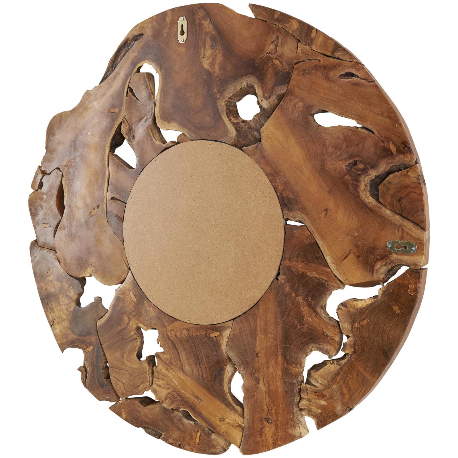Ivory and Iris 32" Brown Teak Wood Live Edge Wall Mirror