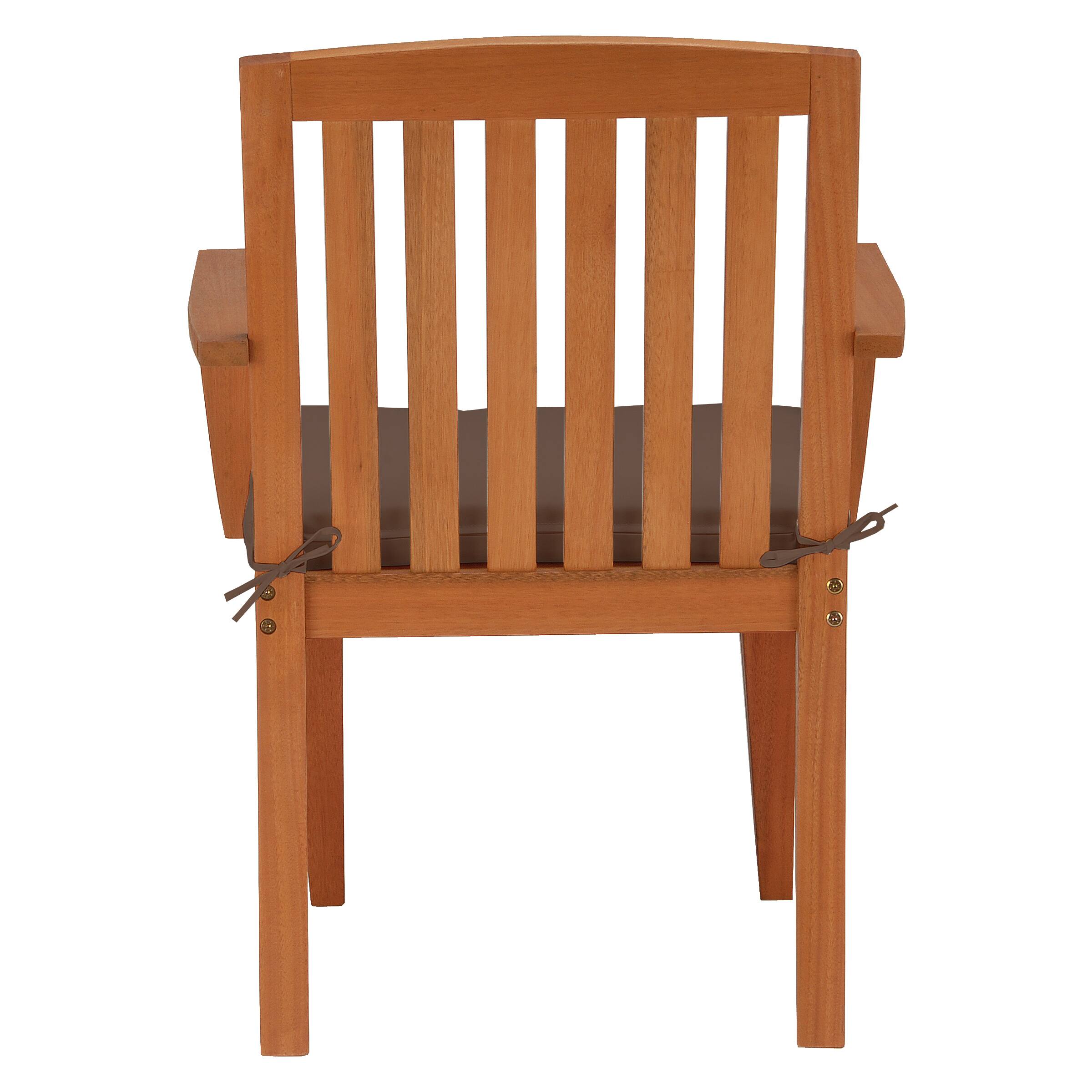 Eucalyptus Grandis Wood Dining Armchair with Chocolate Cushion