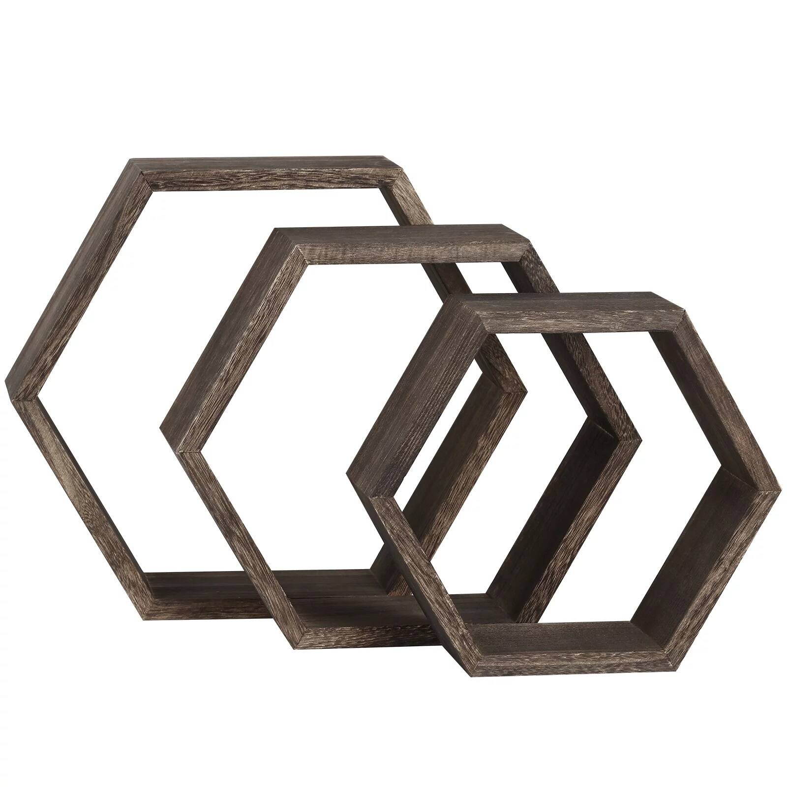 Rustic Dark Brown Floating Shelf Set