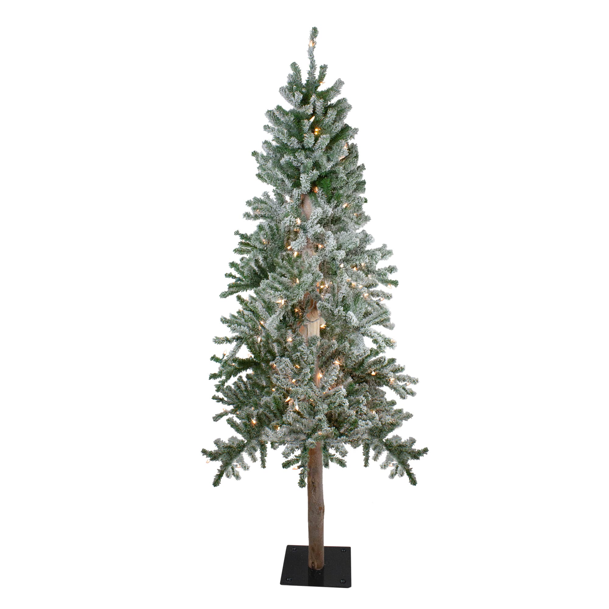 7ft Pre-Lit Flocked Alpine Artificial Christmas Tree, Clear Lights By Northlight in Green | 7 ft | Michaels®