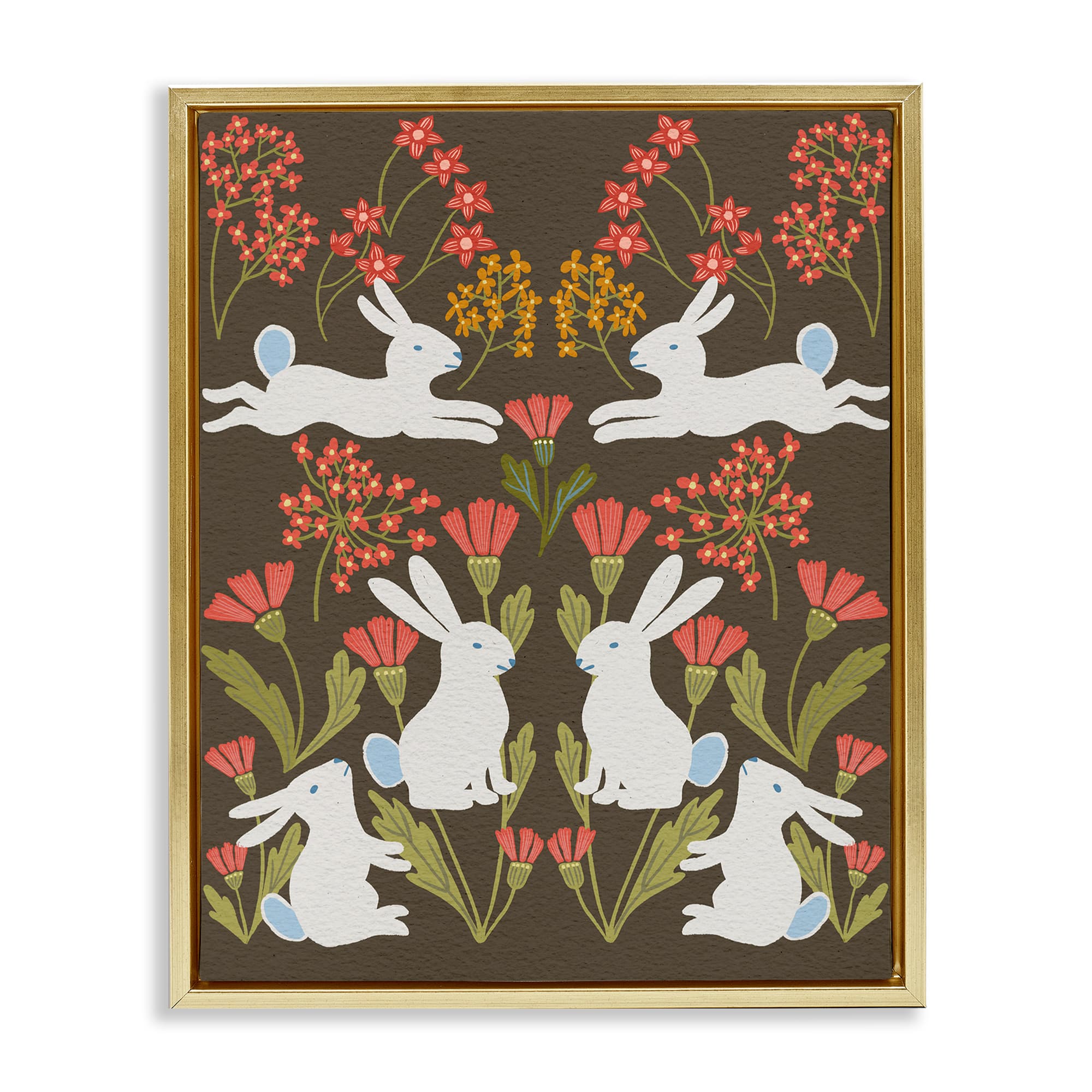 Stupell Industries Wild Spring Blooms & Rabbits Floating Frame Wall Art