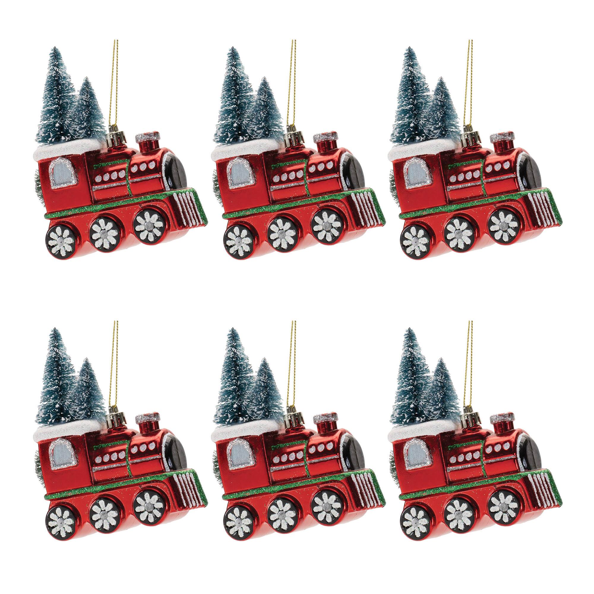 5" Red & Green Christmas Holiday Décor Train Ornament, 6ct.