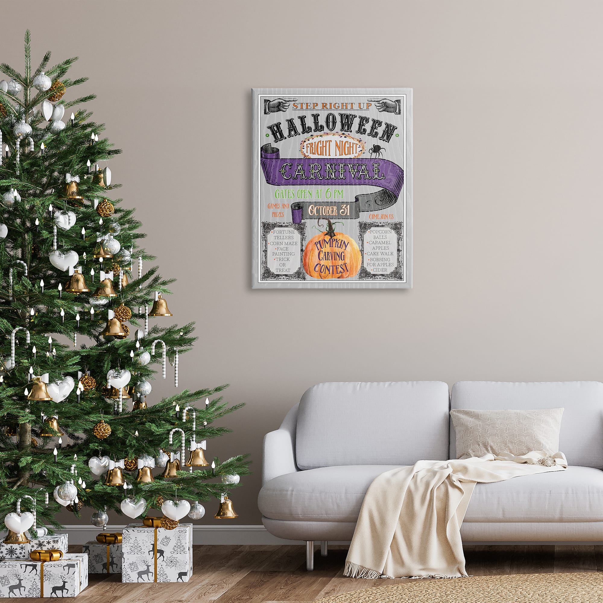 Stupell Industries Halloween Fright Night Carnival Sign Canvas Wall Art