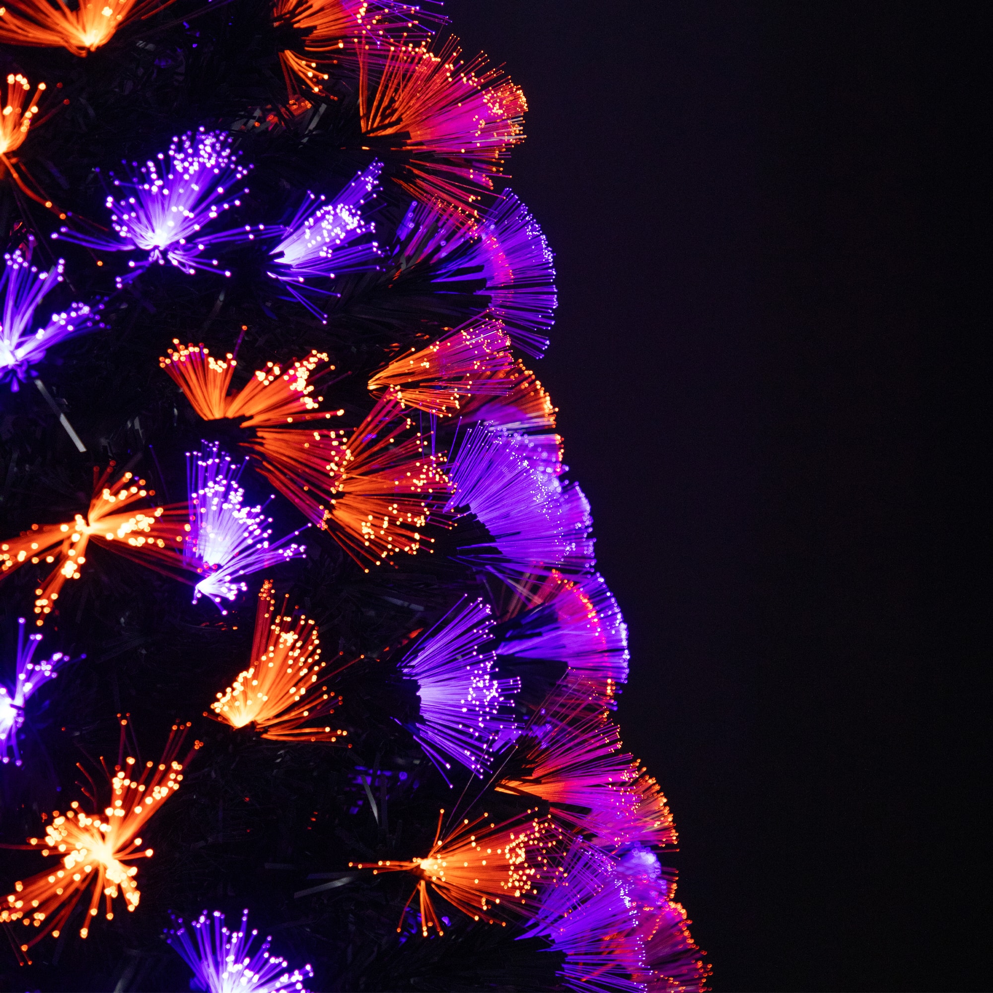 Northlight 6ft. Fiber Optic Orange & Purple LED Artificial Black Pine Halloween Potted Tree