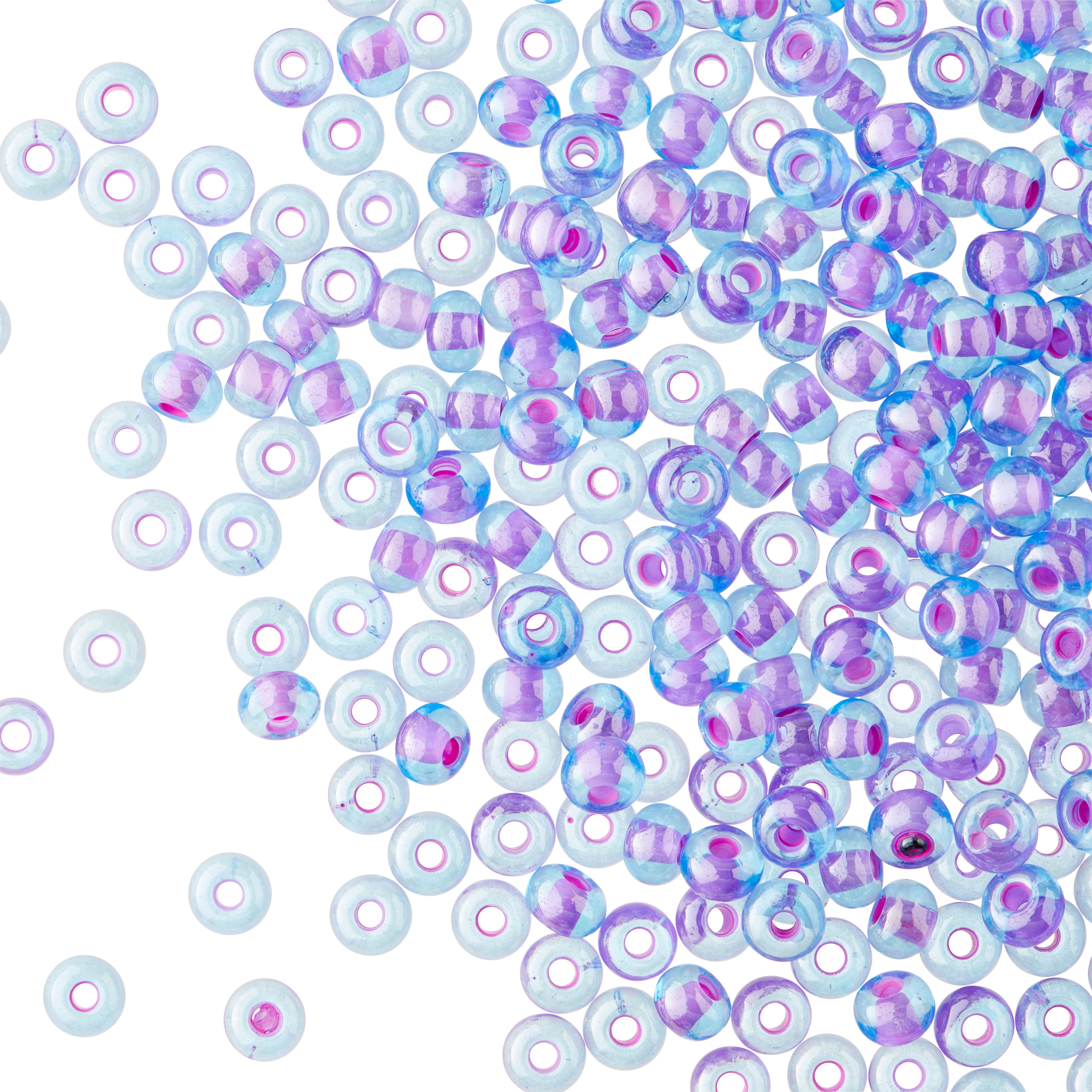 12 Pack: John Bead Aqua Purple Opaque Pink Lined Czech Glass Seed Beads, 6/0