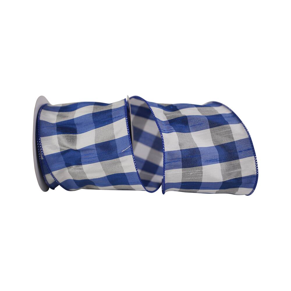 JAM Paper 4" x 10yd. Dupioni Check Grande Wired Ribbon