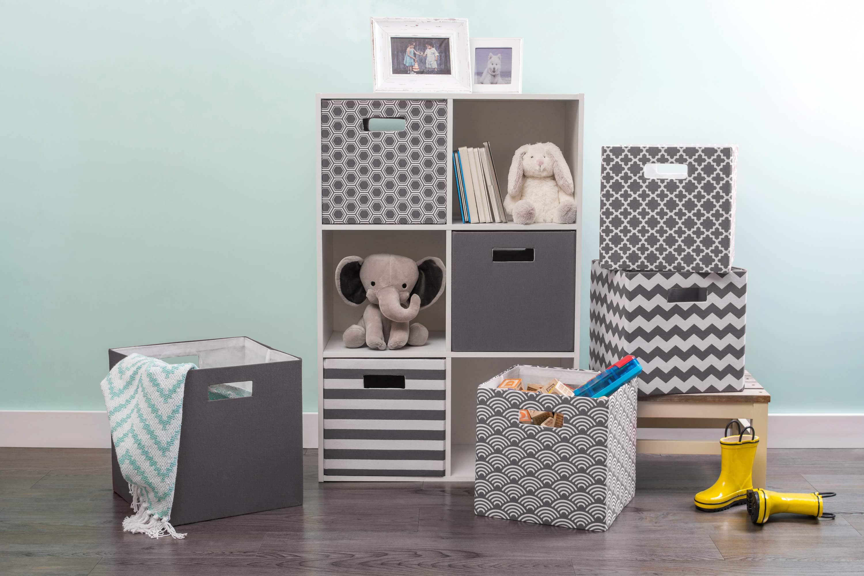 DII® 11" Gray Waves Cube Storage Bin