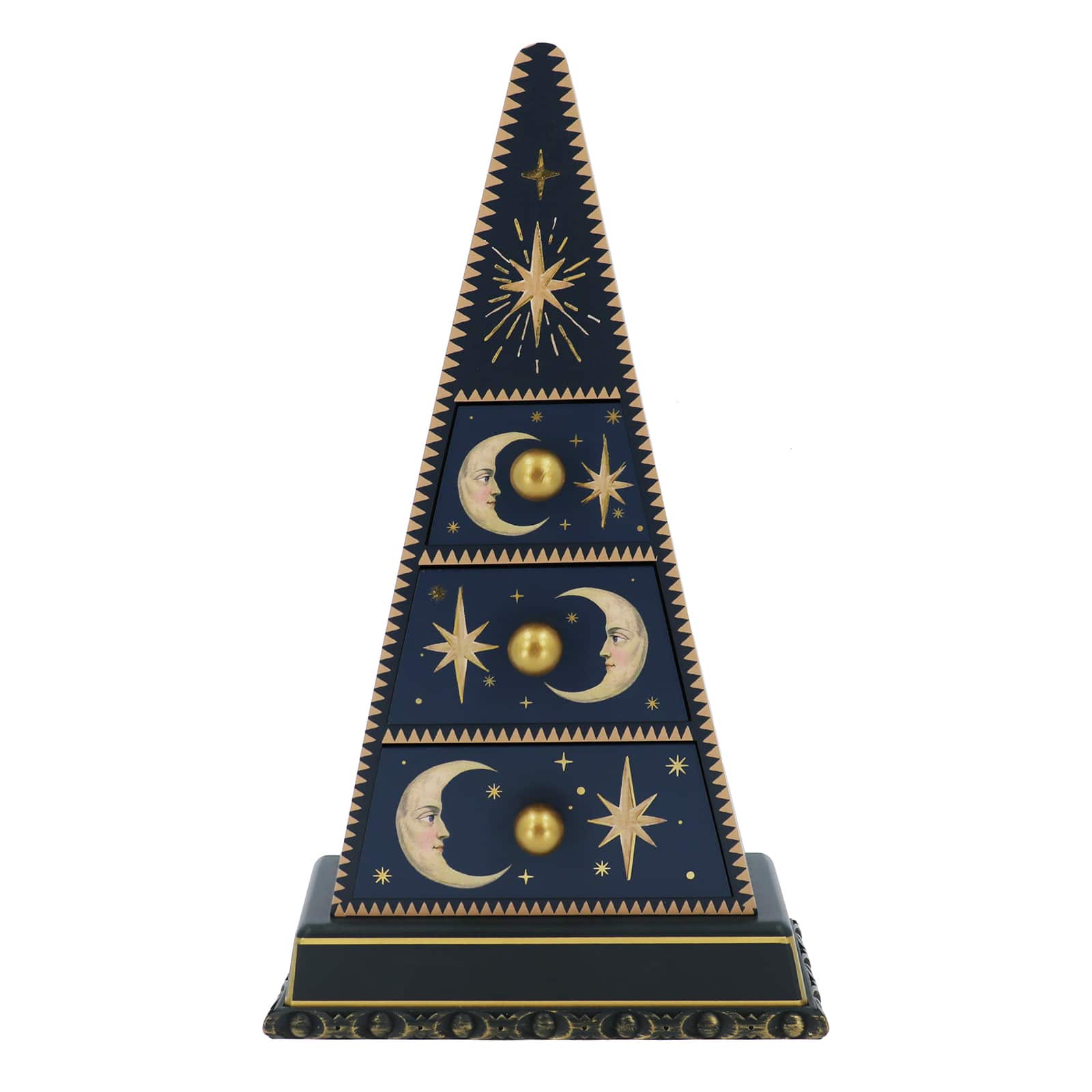 18" Navy Blue Celestial Pyramid 3-Drawer Tabletop Décor by Ashland®