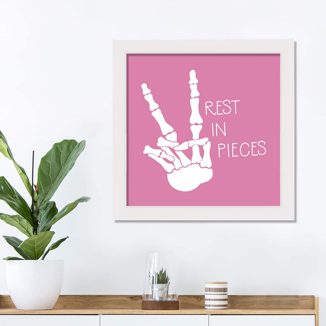 Rest in Pieces White Framed Print Wall Art