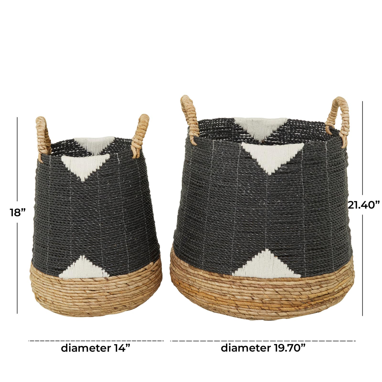 CosmoLiving by Cosmopolitan Black Banana Leaf Bohemian Storage Basket Set