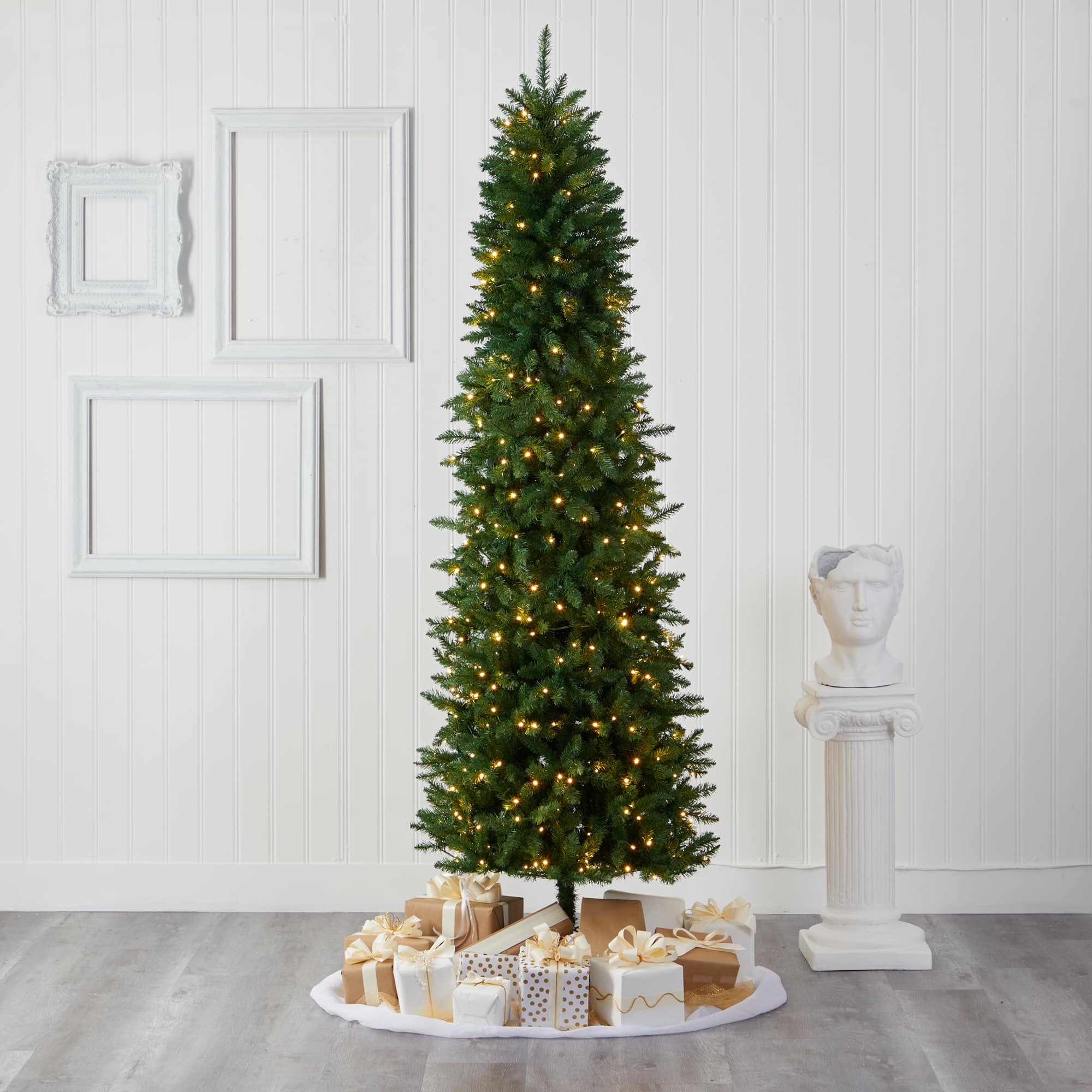 8ft. Pre-Lit Green Mountain Pine Artificial Christmas Tree, Clear LED Lights
