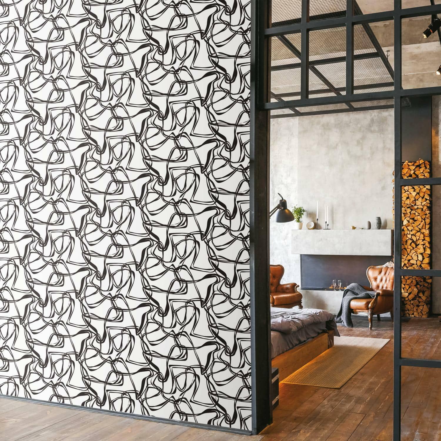 RoomMates Black Ribbon Trail Peel & Stick Wallpaper
