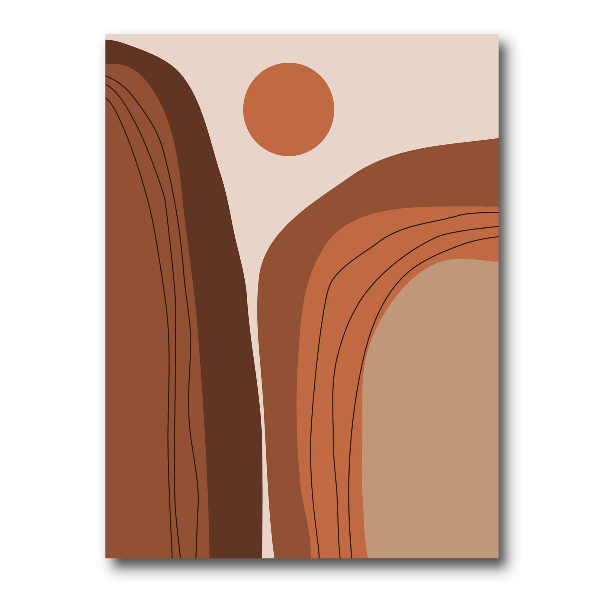 Designart - Abstract Terracotta Sunset Mountain Landscape - Modern Canvas Wall Art Print