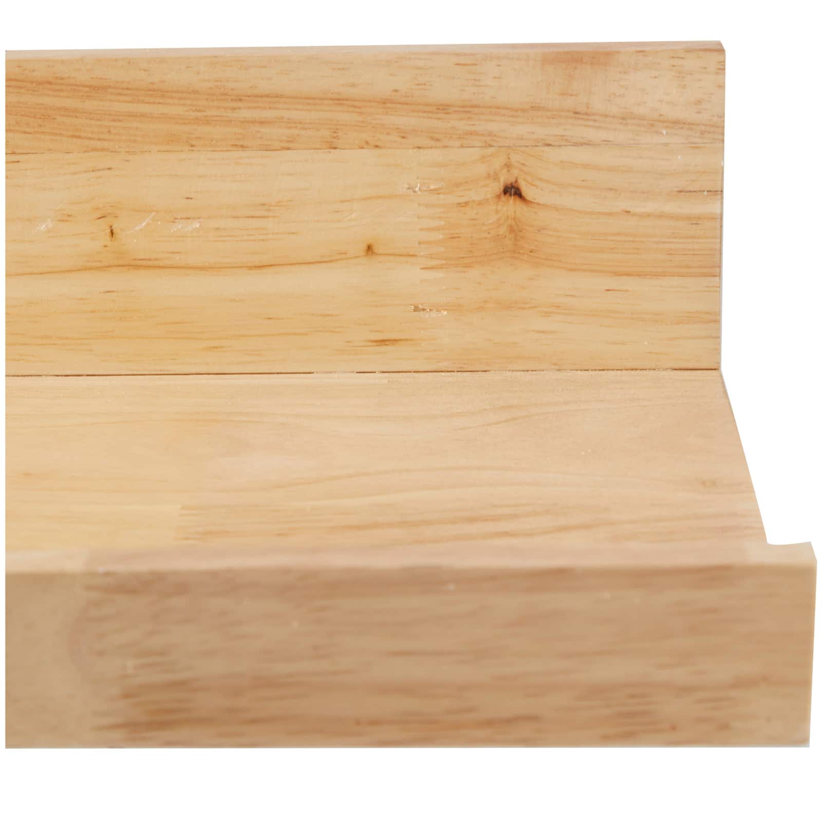 Light Brown Wood 2 Shelves Wall Shelf with Lip Set of 2 18", 24"