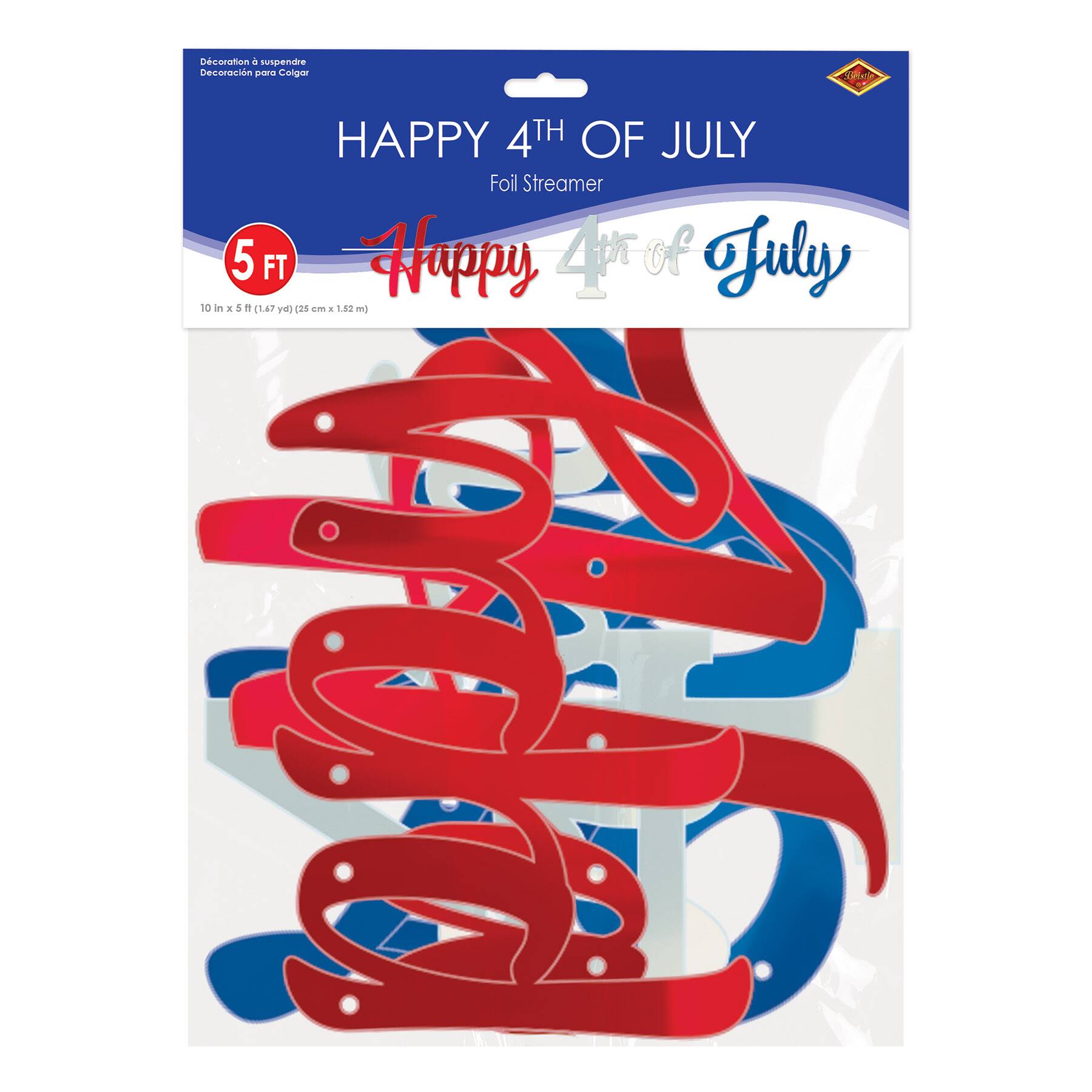 Beistle 5ft. Happy 4th Of July Foil Streamer