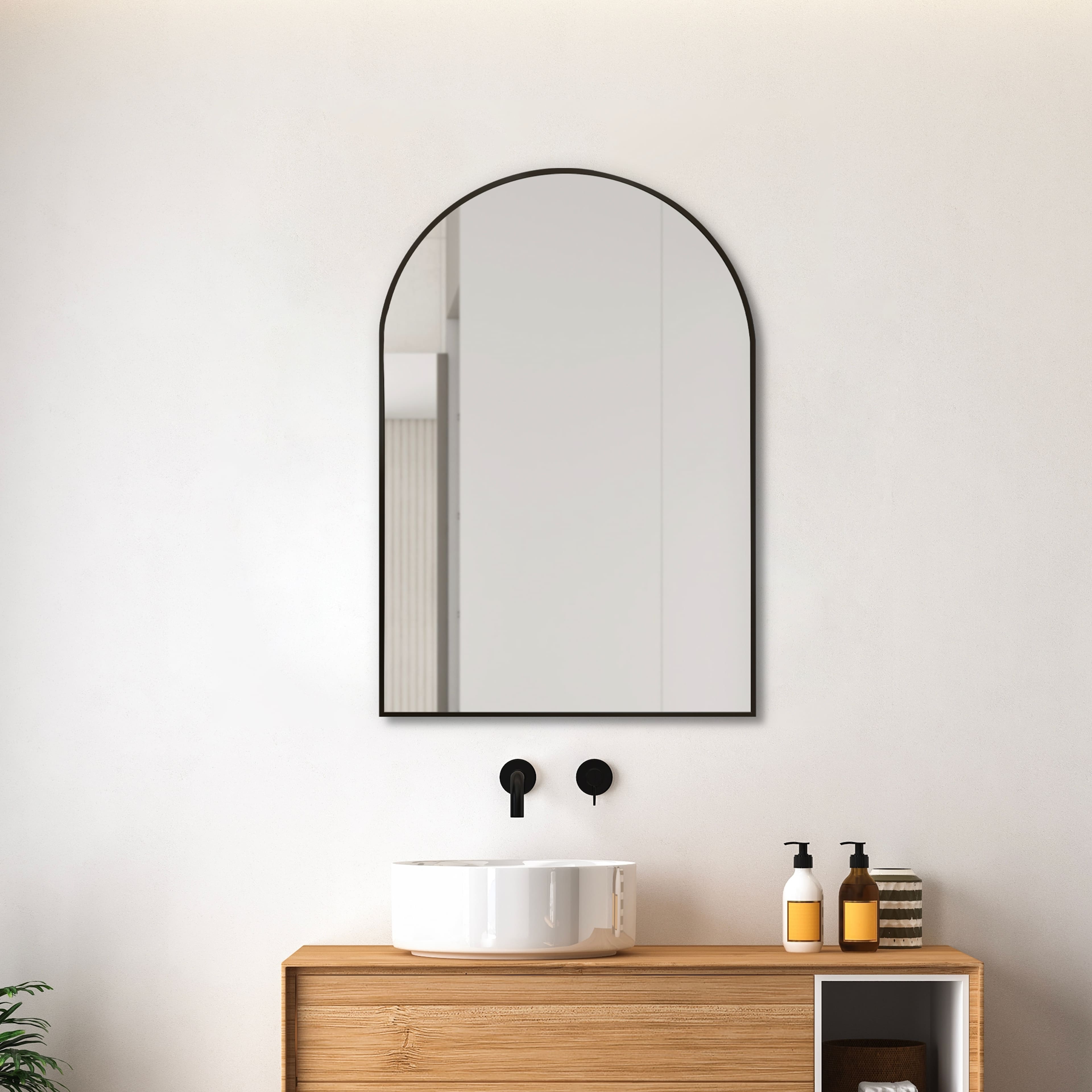 20" x 30" Black Arch Decorative Mirror by Ashland®