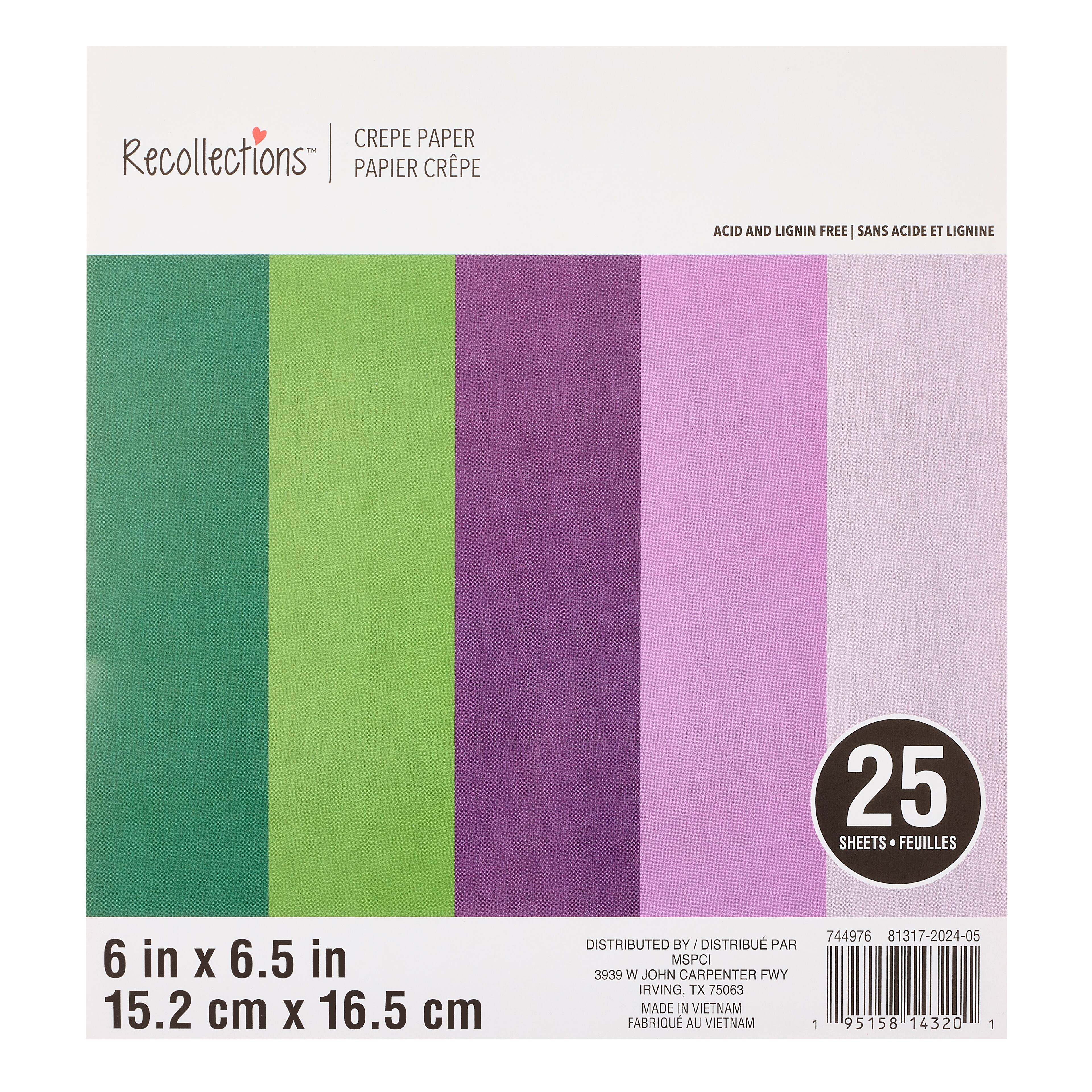 6 Packs: 25 ct. (150 total) 6" x 6.5" Greens & Purples Crepe Paper by Recollections™
