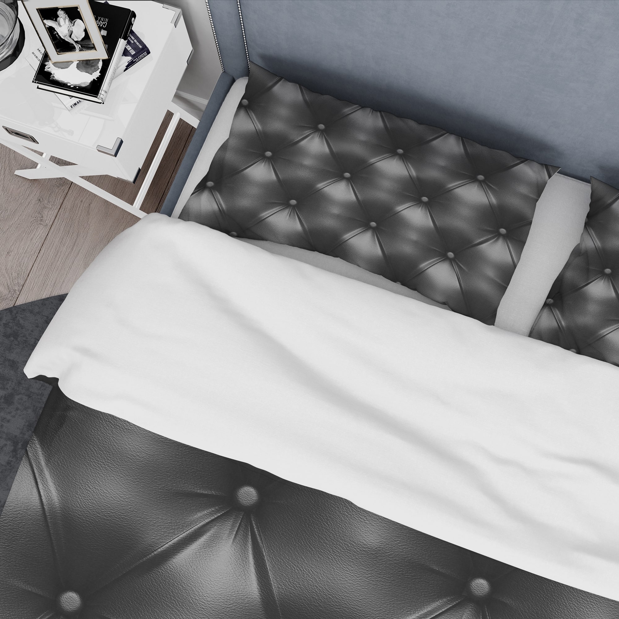 Designart 'Luxury Classic Black Sofa Leather' Modern & Contemporary Bedding Set - Duvet Cover & Shams