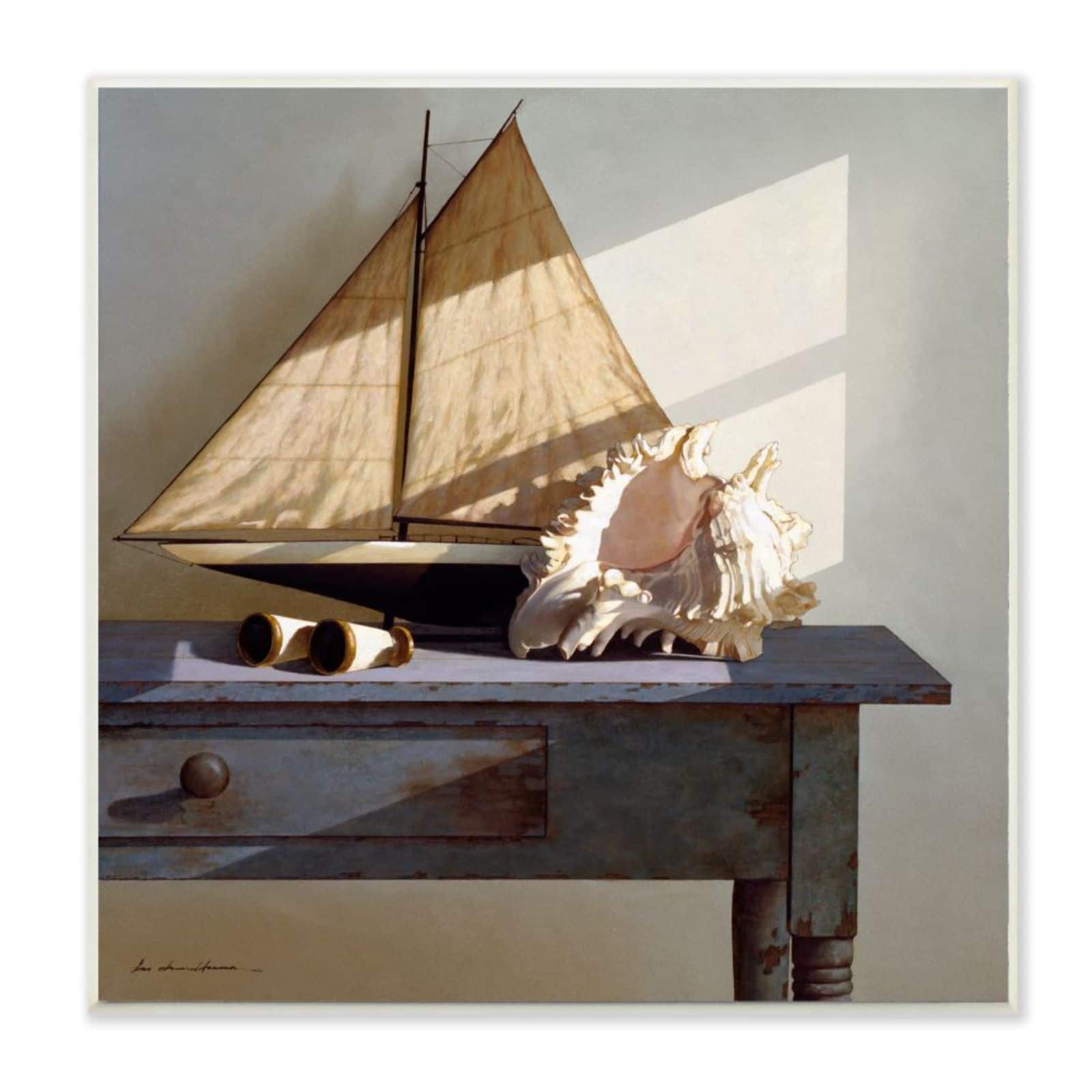 Stupell Industries Sailboat & Shell Wooden Wall Plaque