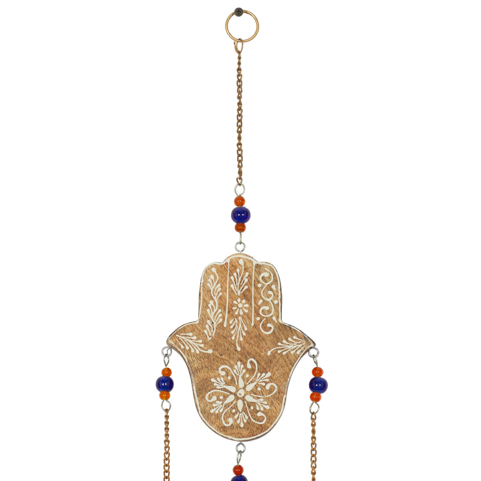 Brown Mango Wood Eclectic Style Windchime, 5" x 32"