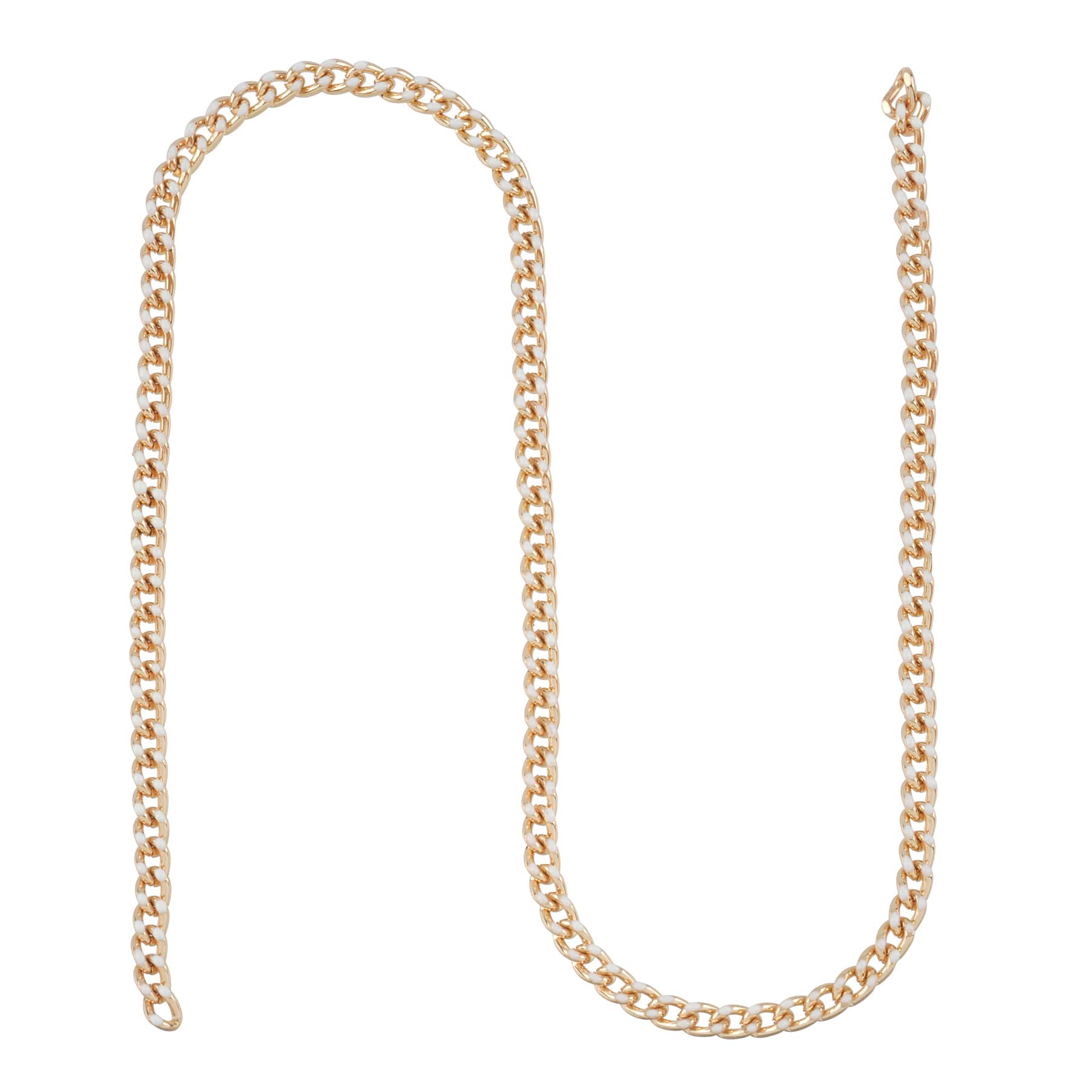 18" White & Gold Enamel Curb Chain by Bead Landing™